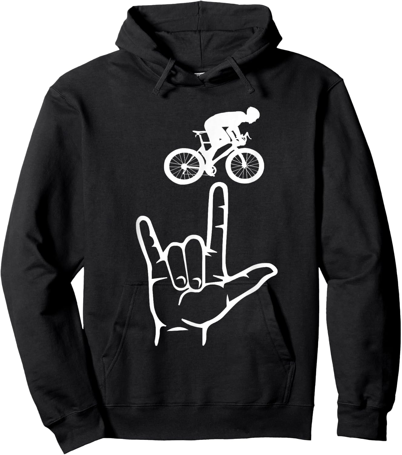 ASL Sign Language Cycling Sport I Love You Hand Heart Hoodie - Hoodie | Black