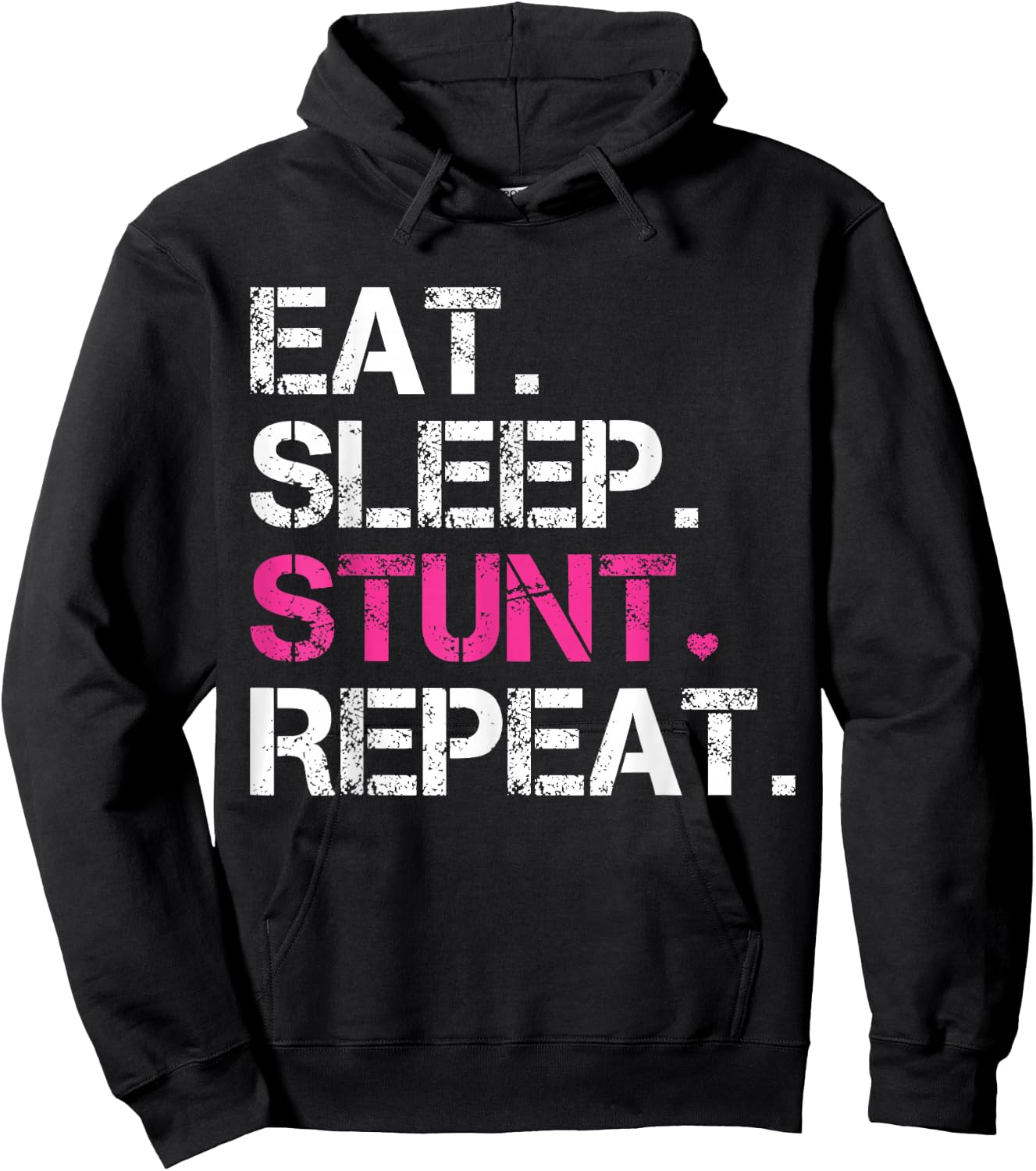 Eat Sleep Stunt Repeat Pink Cheerleader Girl Gift Cheer Hoodie - Hoodie | Black