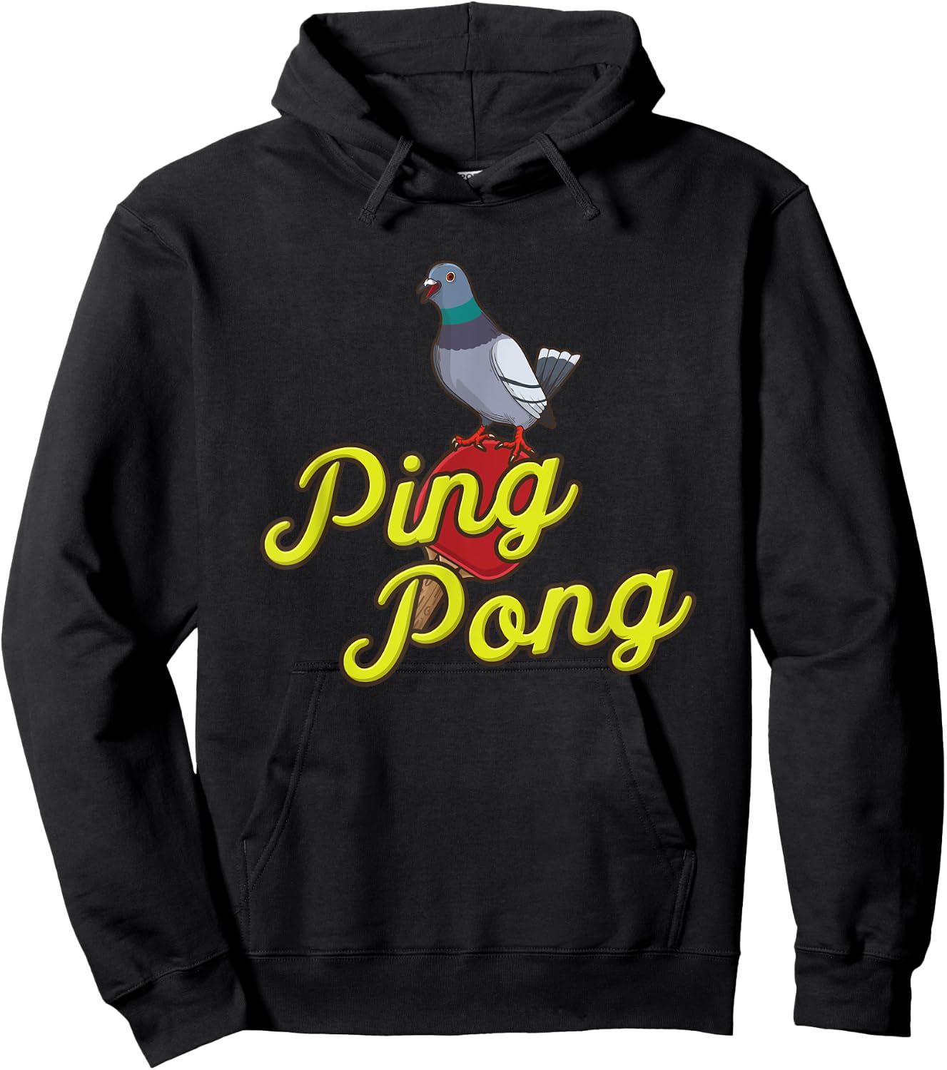 Pigeon & Ping Pong Gift -Adults Black 3XL Table Tennis Pigeon Design Hoodie - Hoodie | Black