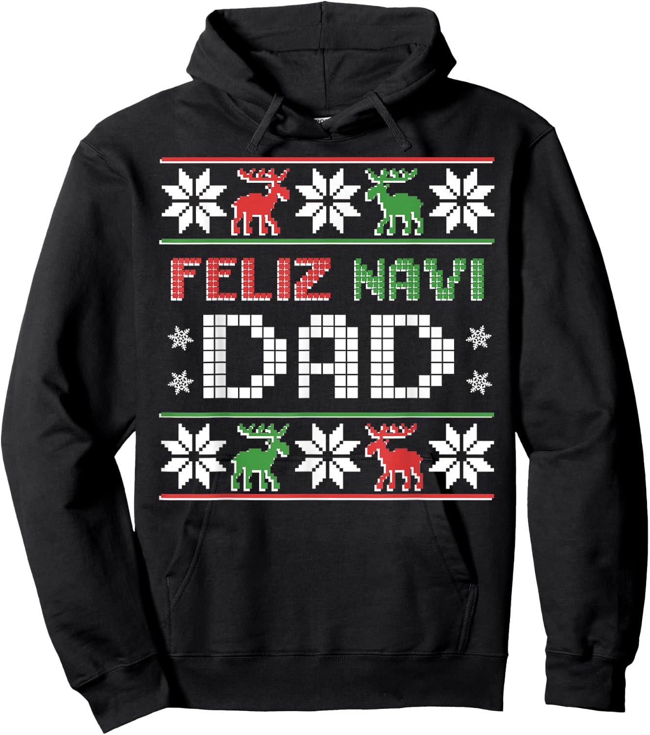 Feliz Navi Dad Navidad Funny Christmas Ugly Sweater Father Hoodie - Hoodie | Black