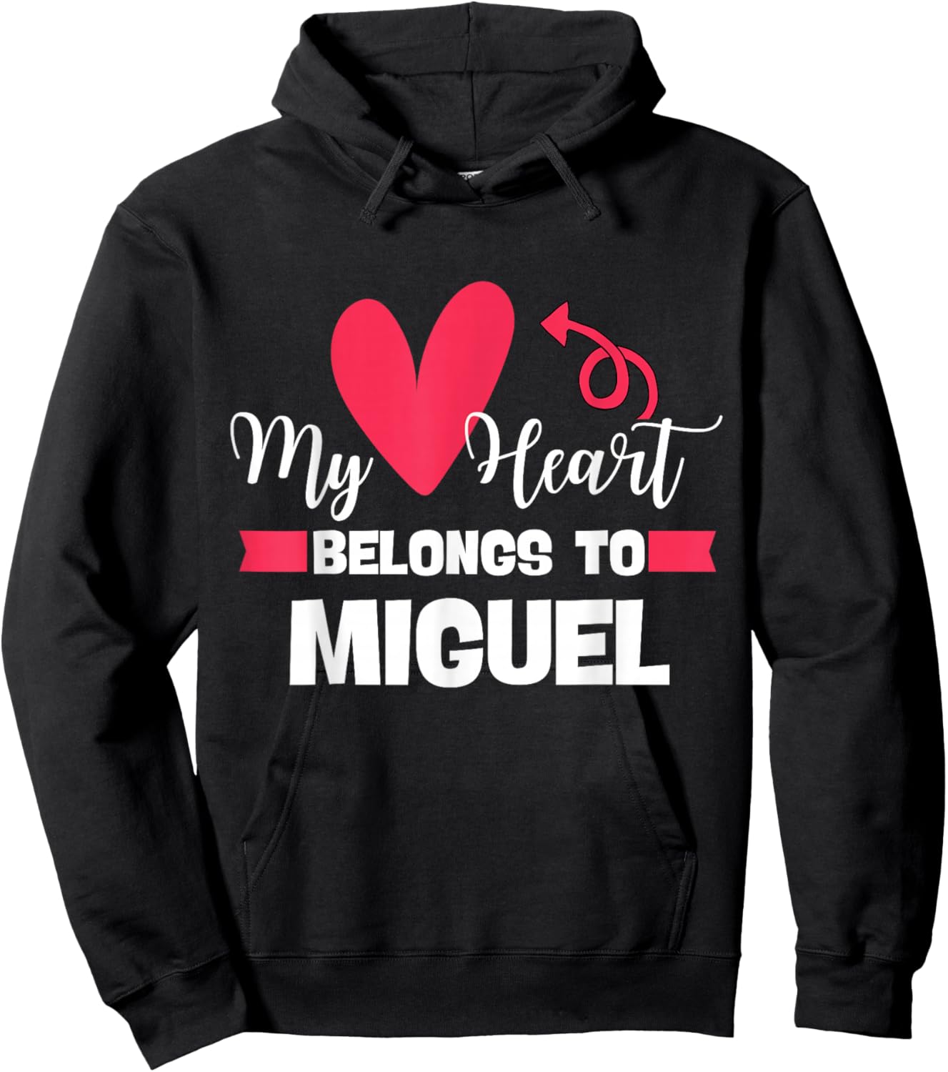 First Name Miguel Valentines Day Design for Couples Hoodie - Hoodie | Black
