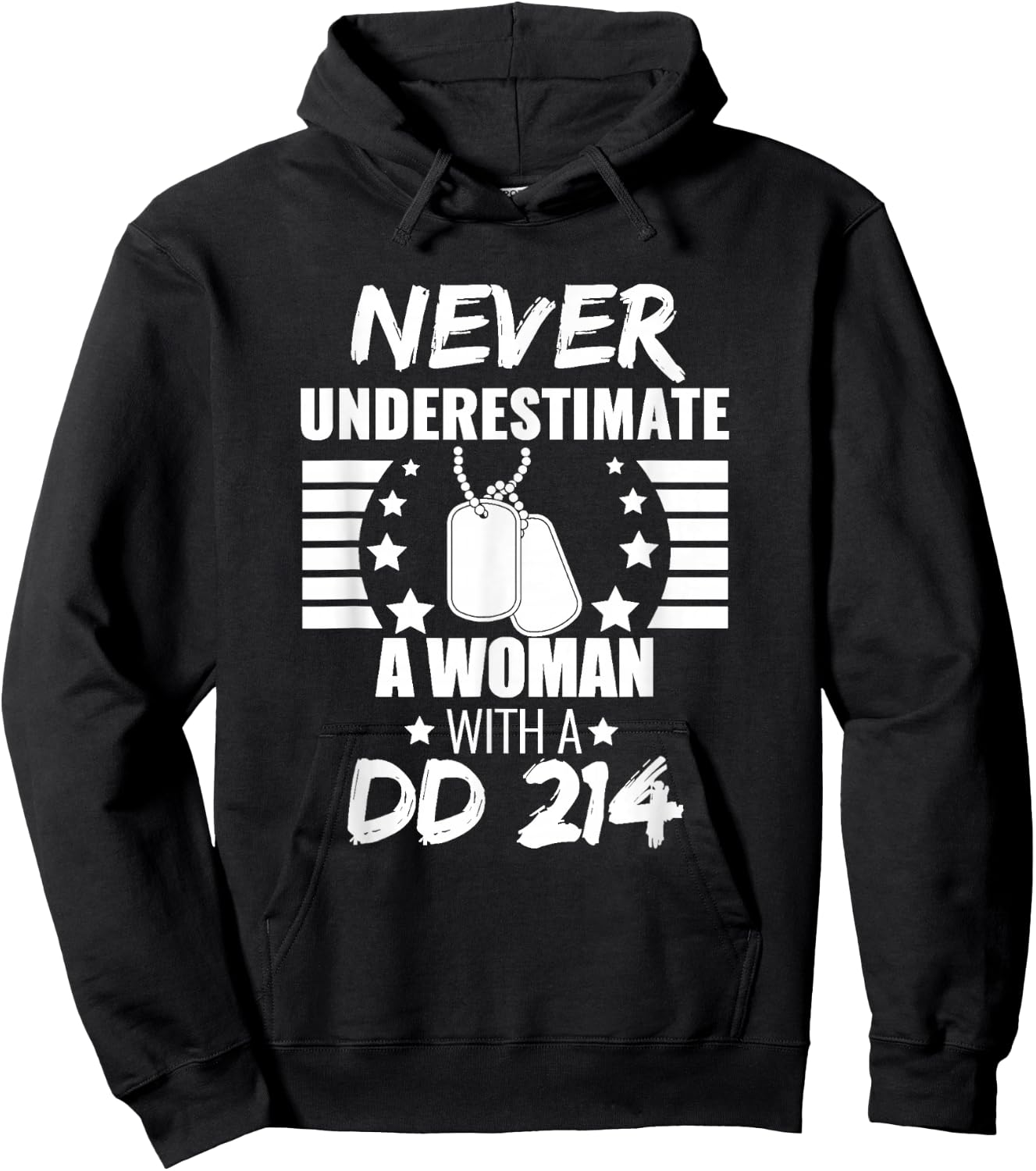 Never Underestimate a Woman DD 214 Veteran's Day Hoodie - Hoodie | Black