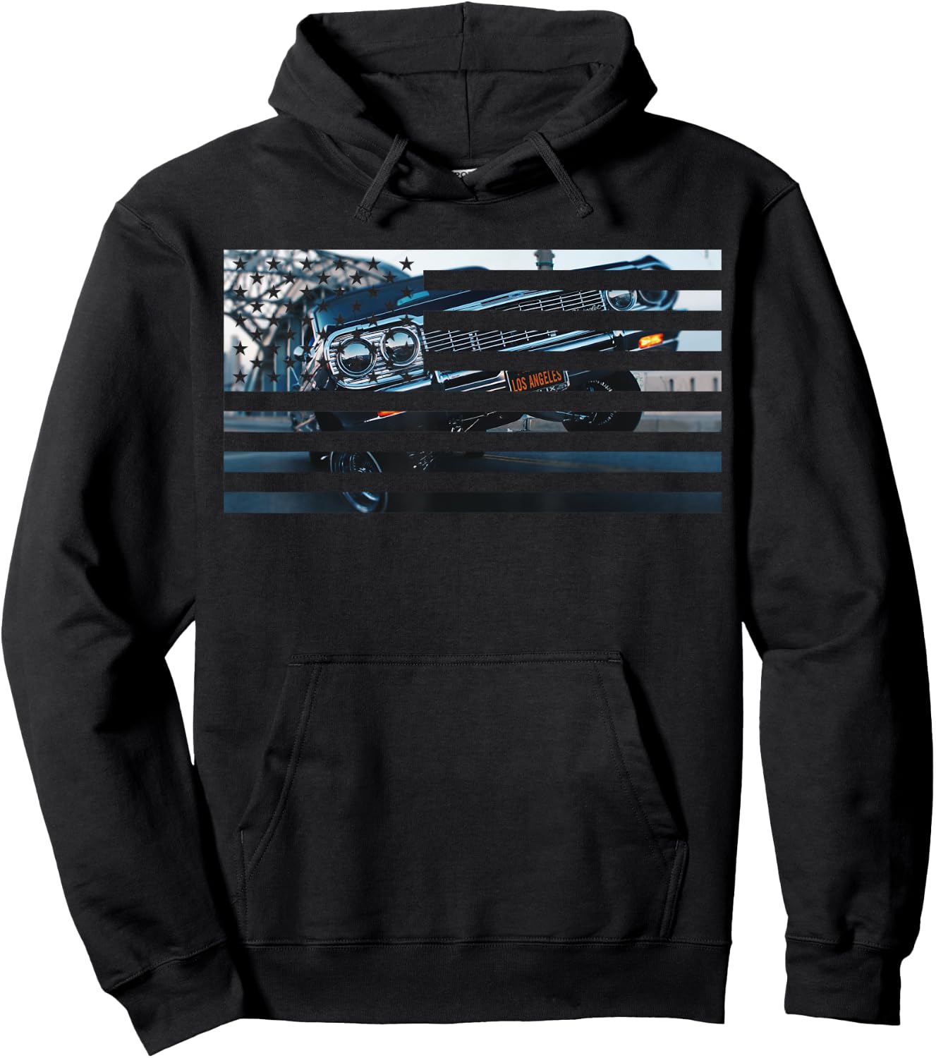 Low Rider Los Angeles American Flag LA USA 4th of July Hoodie - Hoodie | Black