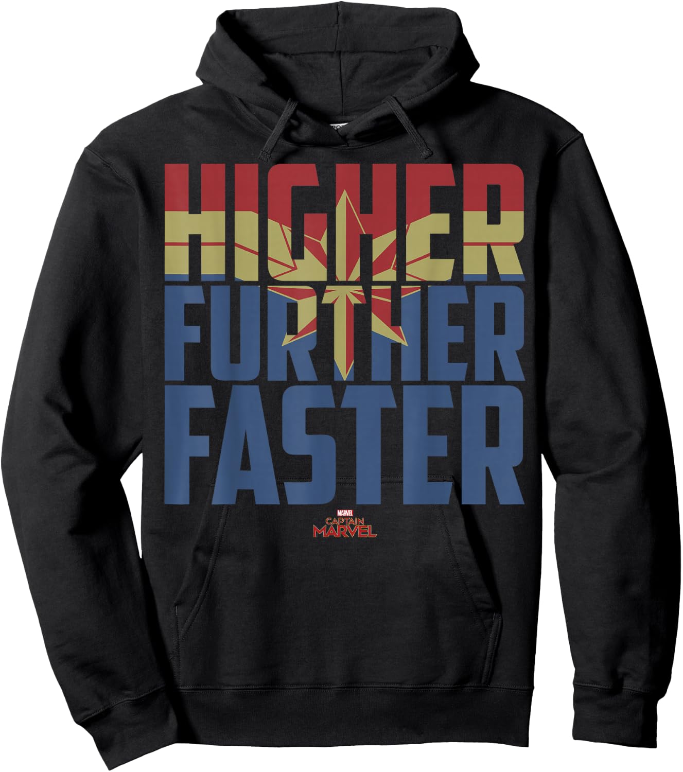 Captain Marvel Movie Higher Further Faster Graphic Hoodie - Hoodie | Black