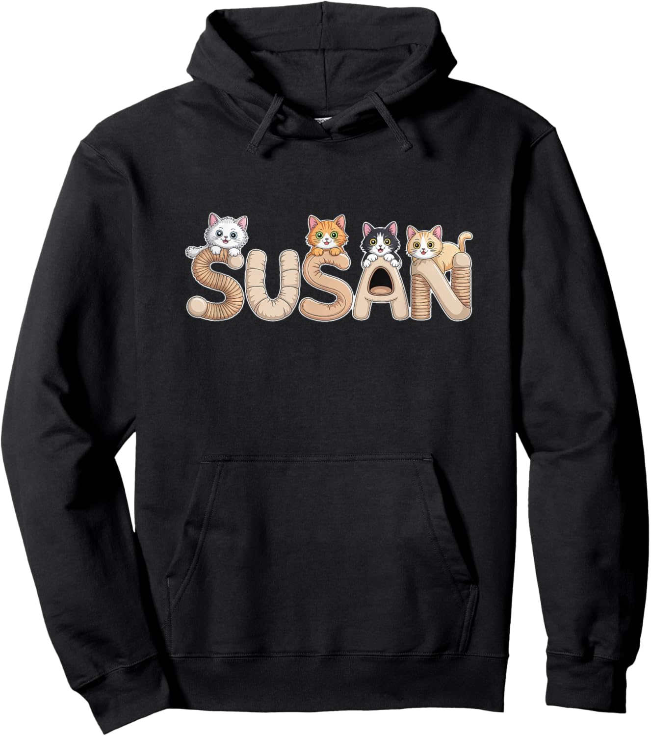 Susan Cat Trees - Personalized Cute Name Word Art Hoodie - Hoodie | Black