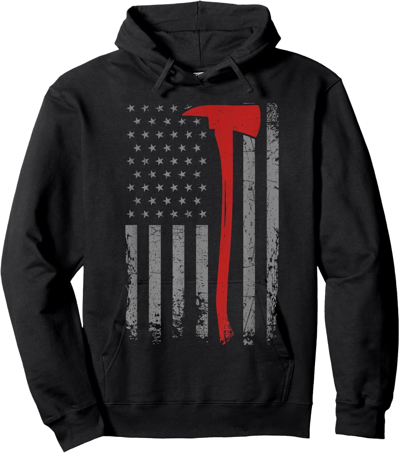 Wildland Firefighter Axe American Flag Thin Red Line Fireman Hoodie - Hoodie | Black