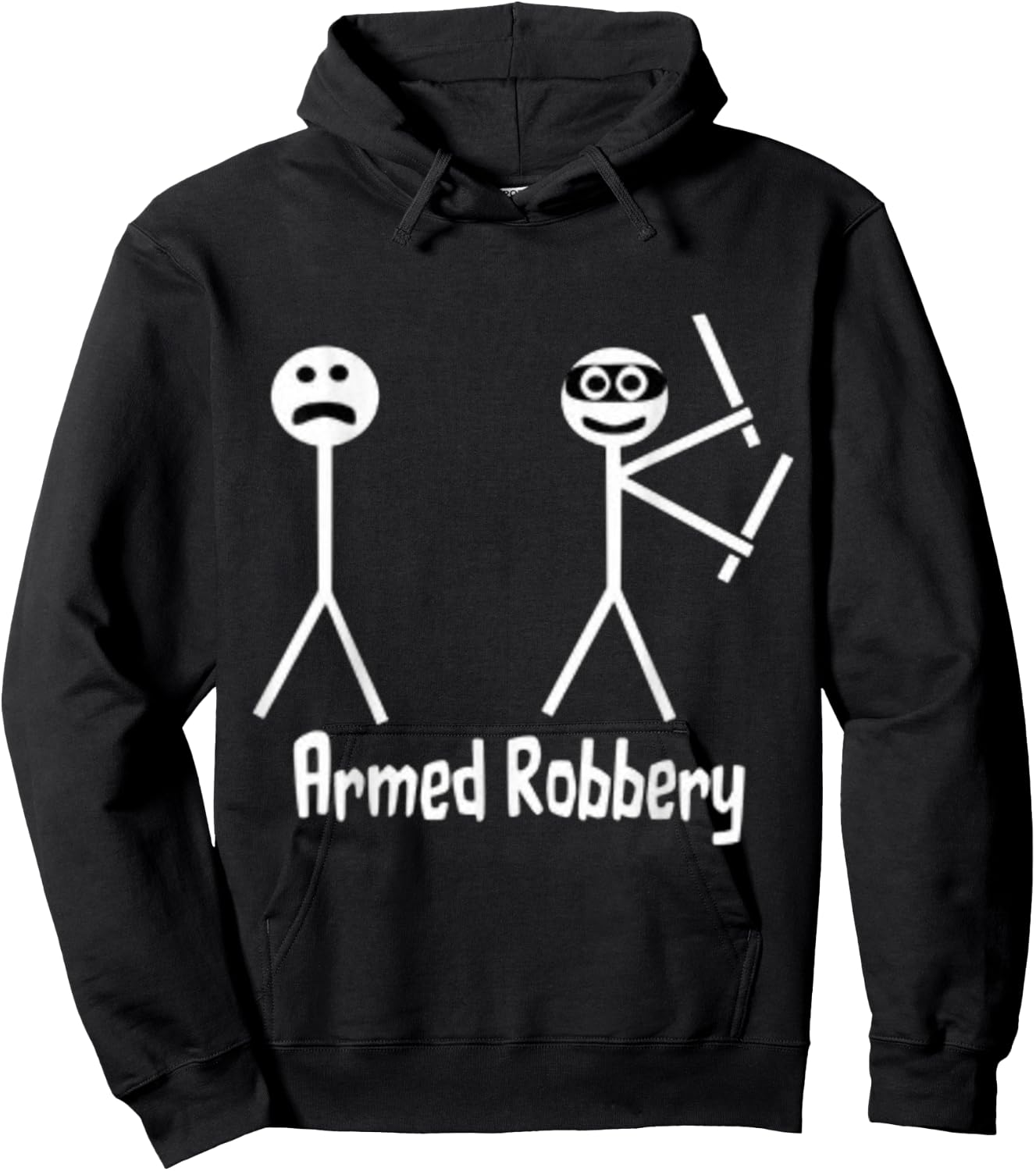 Armed Robbery Robber Stick Figure Stick Man Printed Funny Hoodie - Hoodie | Black