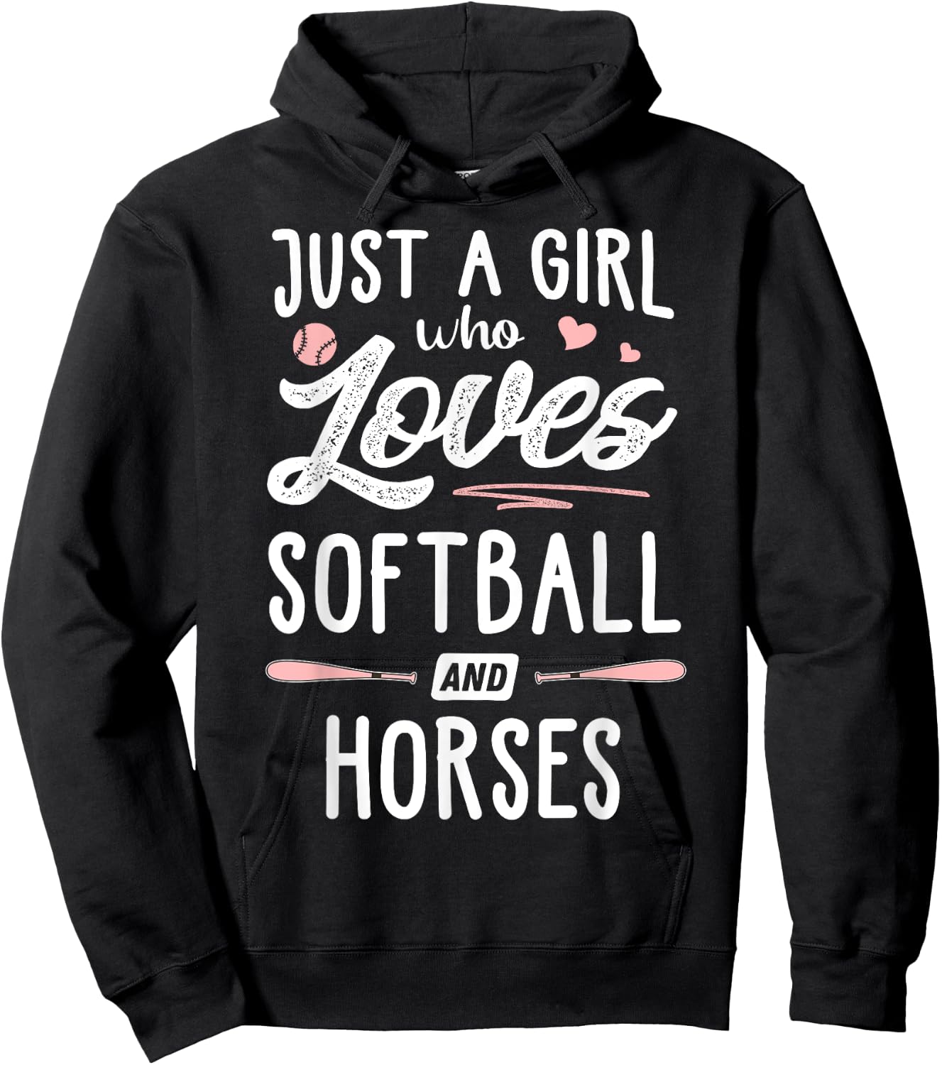 Just A Girl Who Loves Softball And Horses Gift Women Hoodie - Hoodie | Black