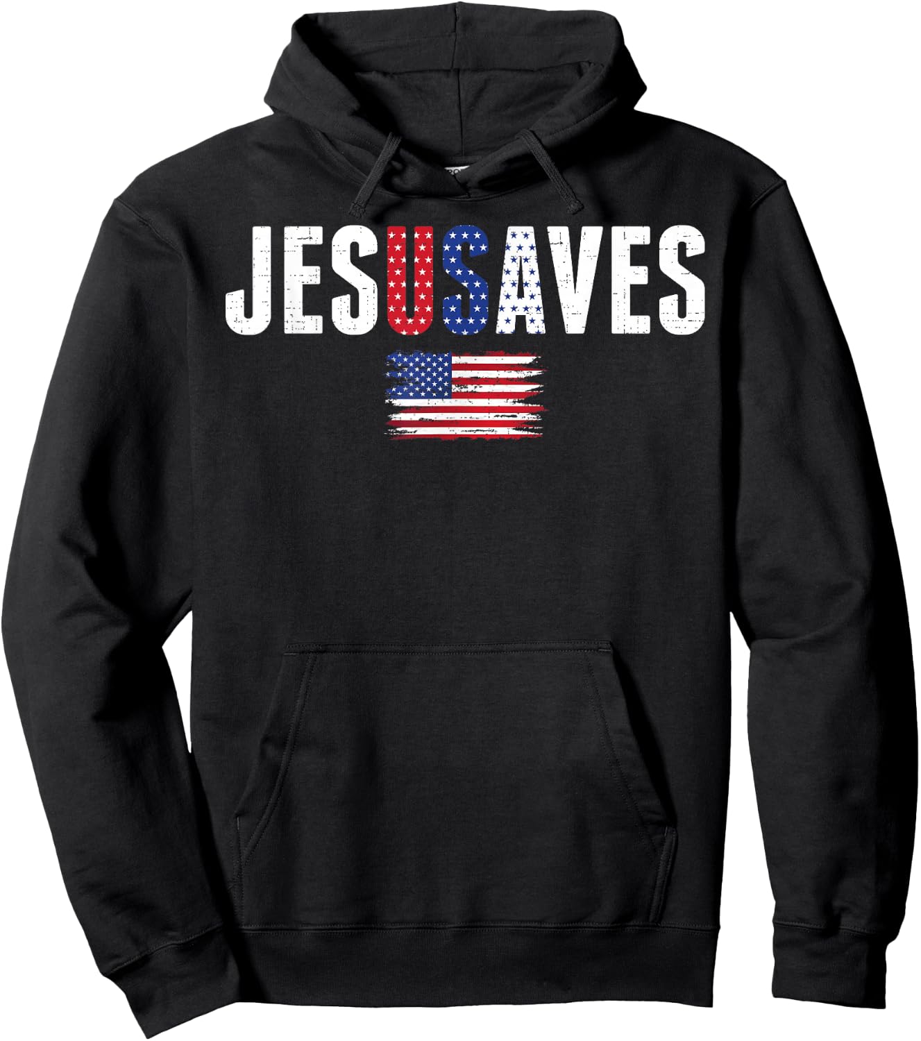 Jesus Saves USA American Flag Patriotic Christian 4th July Hoodie - Hoodie | Black