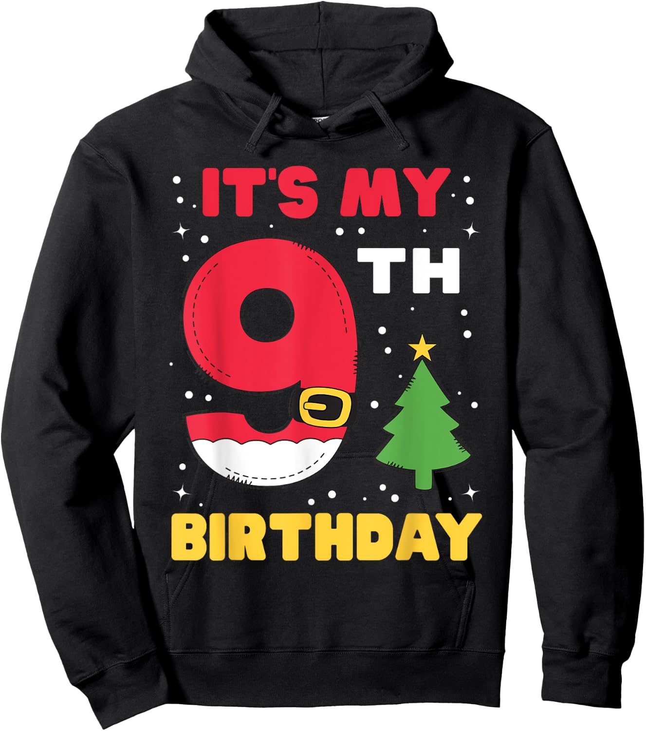 It's My 9th Birthday Christmas 9 Years Old Santa Boys Girls Hoodie - Hoodie | Black