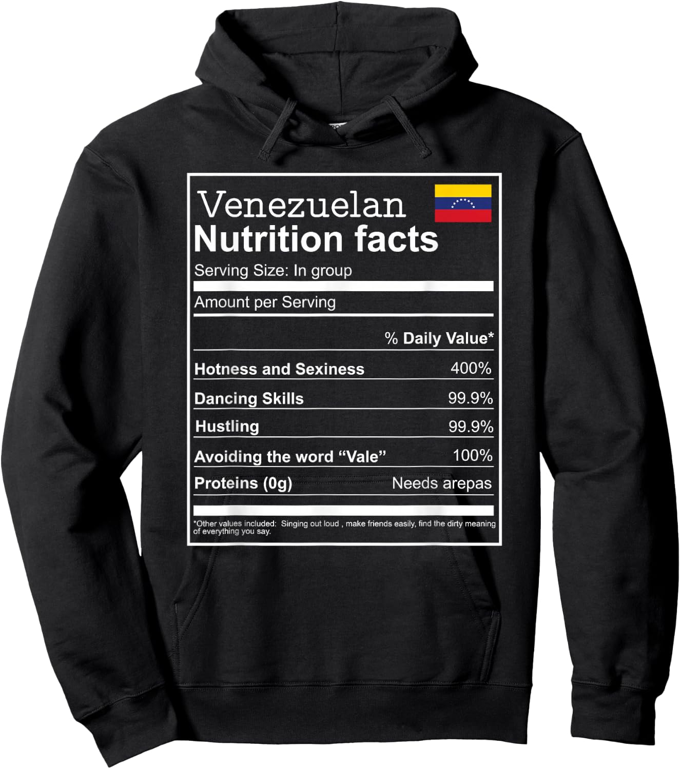 Venezuelan Nutrition Facts Venezuela funny spanish Hoodie - Hoodie | Black