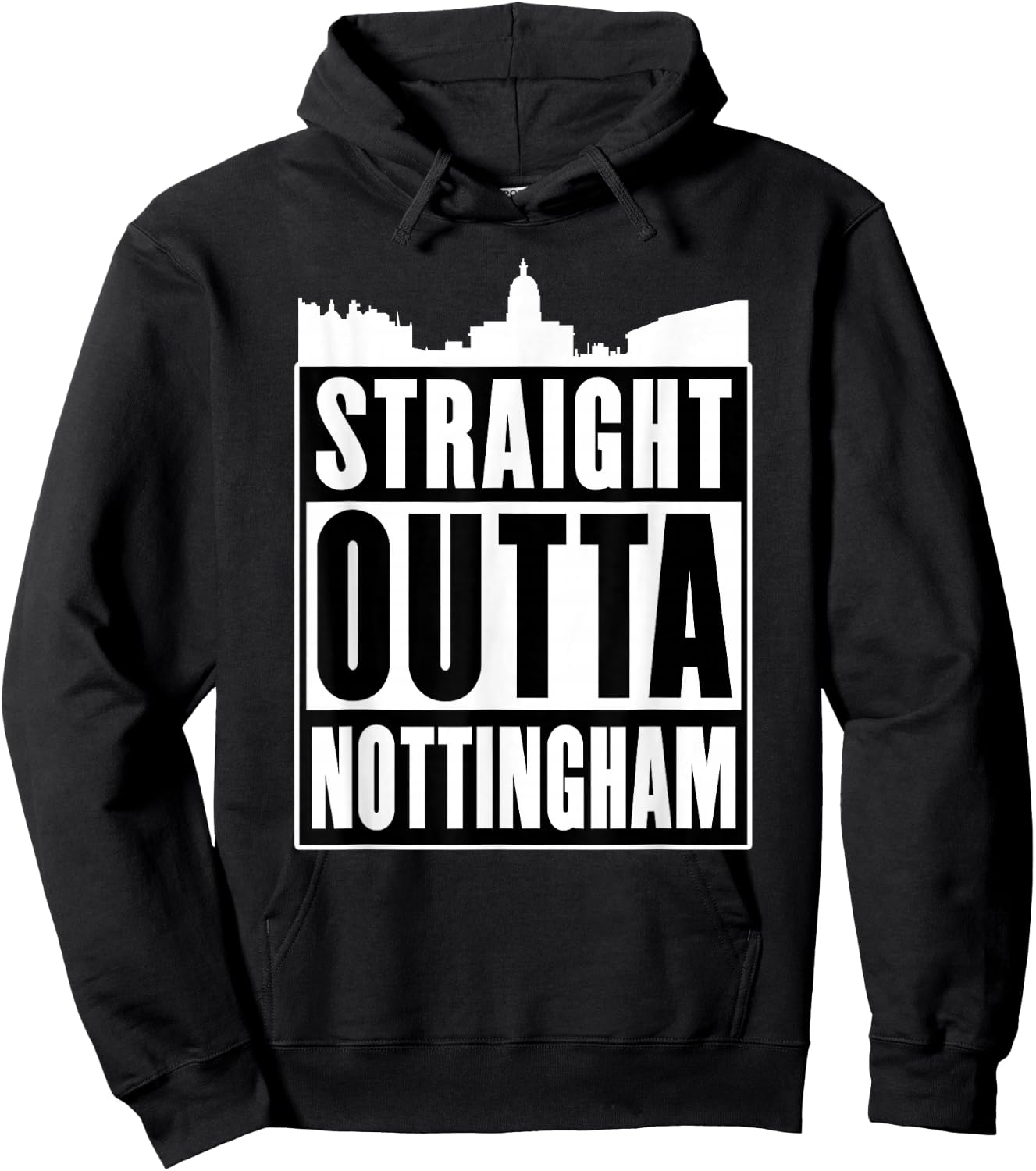 Straight Outta UK Shirts & Gifts Nottingham - Men's -Adults Black Cotton 60% Polyester 40% Short Sleeve - Small Hoodie - Hoodie | Black
