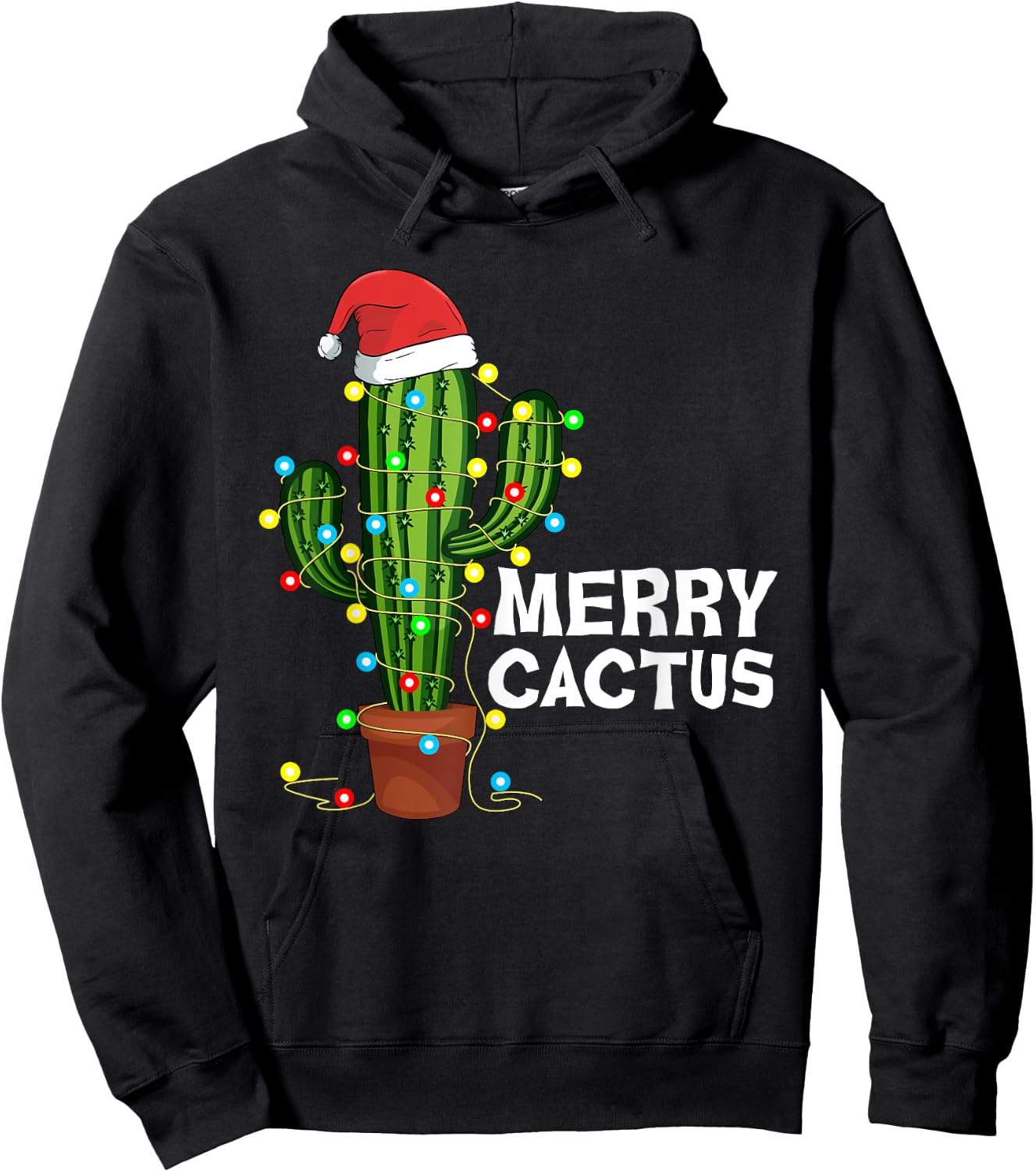 Merry Cactus Christmas Lover Funny Xmas Gift Hoodie - Hoodie | Black