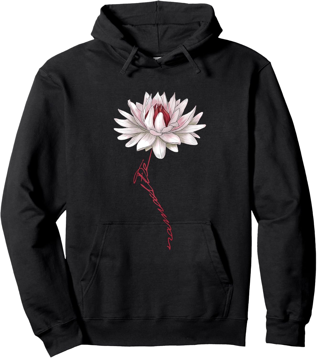 Namaste Spiritual White Water Lily Lotus for Yoga, Fitness Hoodie - Hoodie | Black