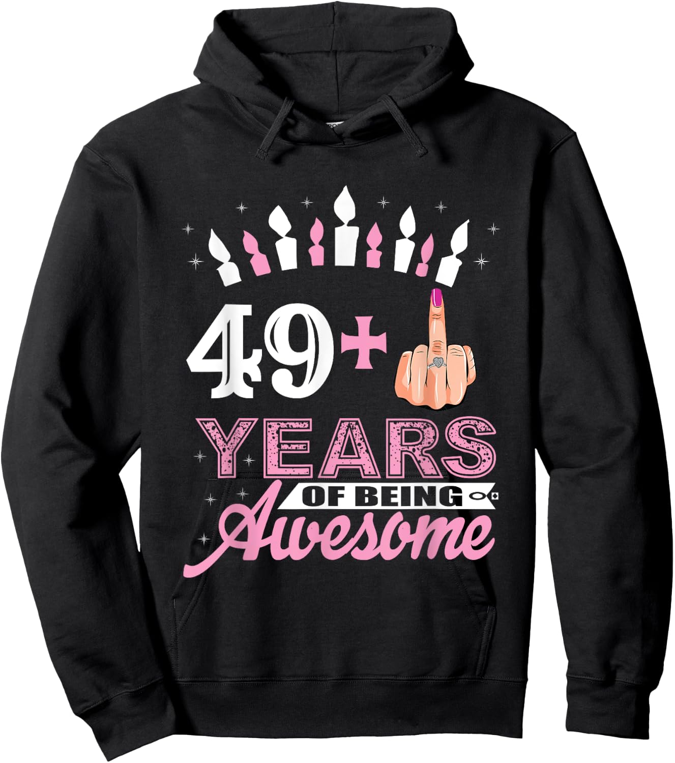 Funny 49 Plus Middle Finger 50th Birthday Gifts Hoodie - Hoodie | Black