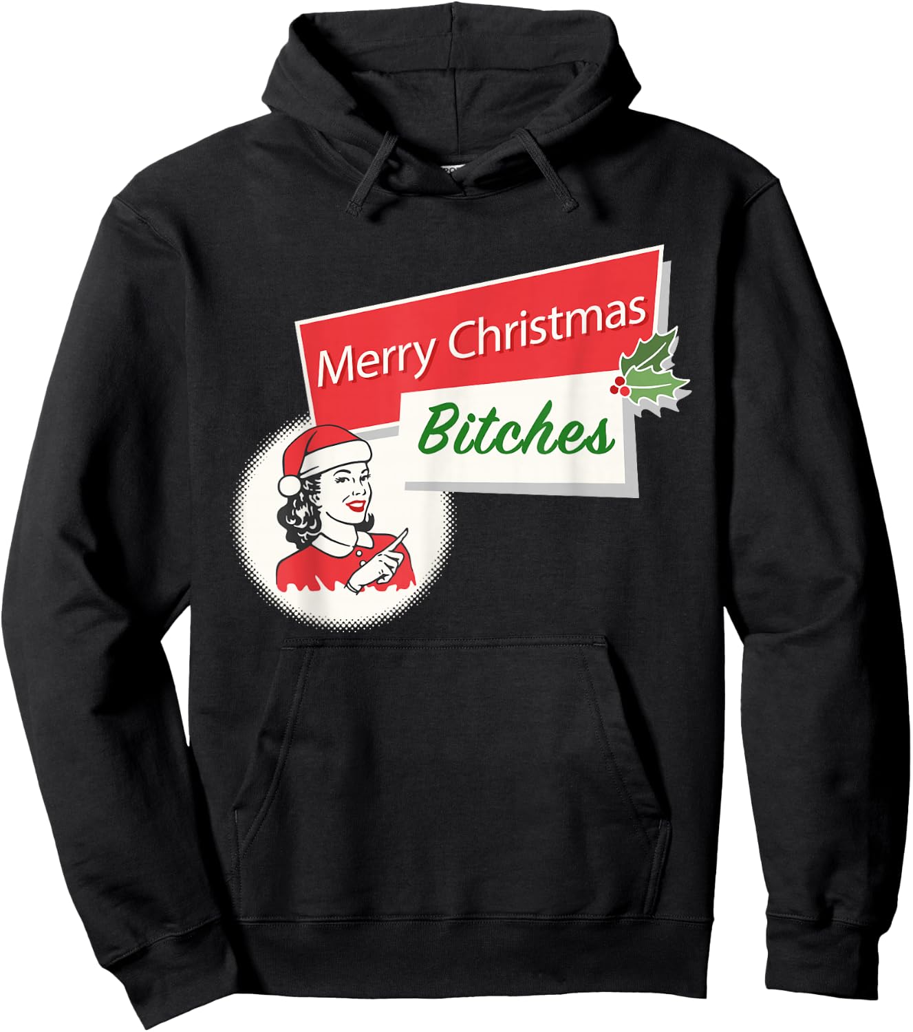 Funny Merry Christmas Bitches Inappropriate Adult Hoodie - Hoodie | Black