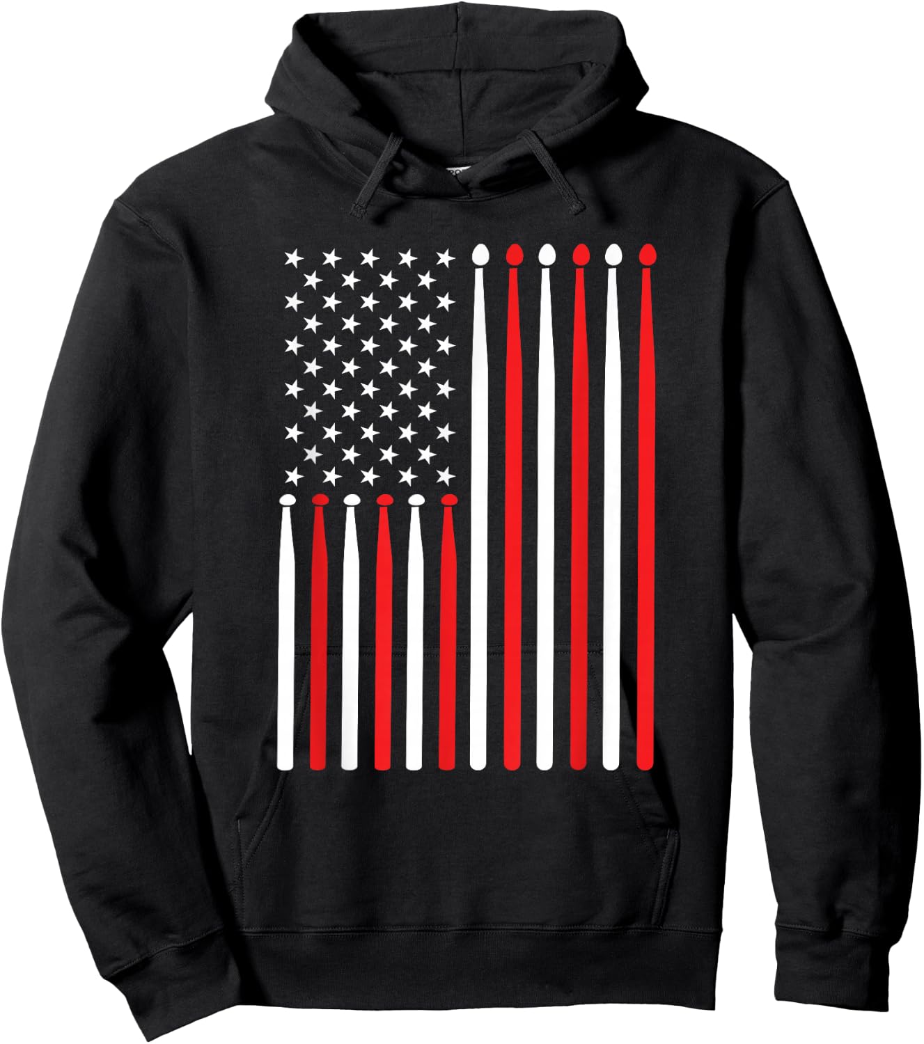 American Flag Drumstick USA Drummer Shirt Musicians Men Hoodie - Hoodie | Black
