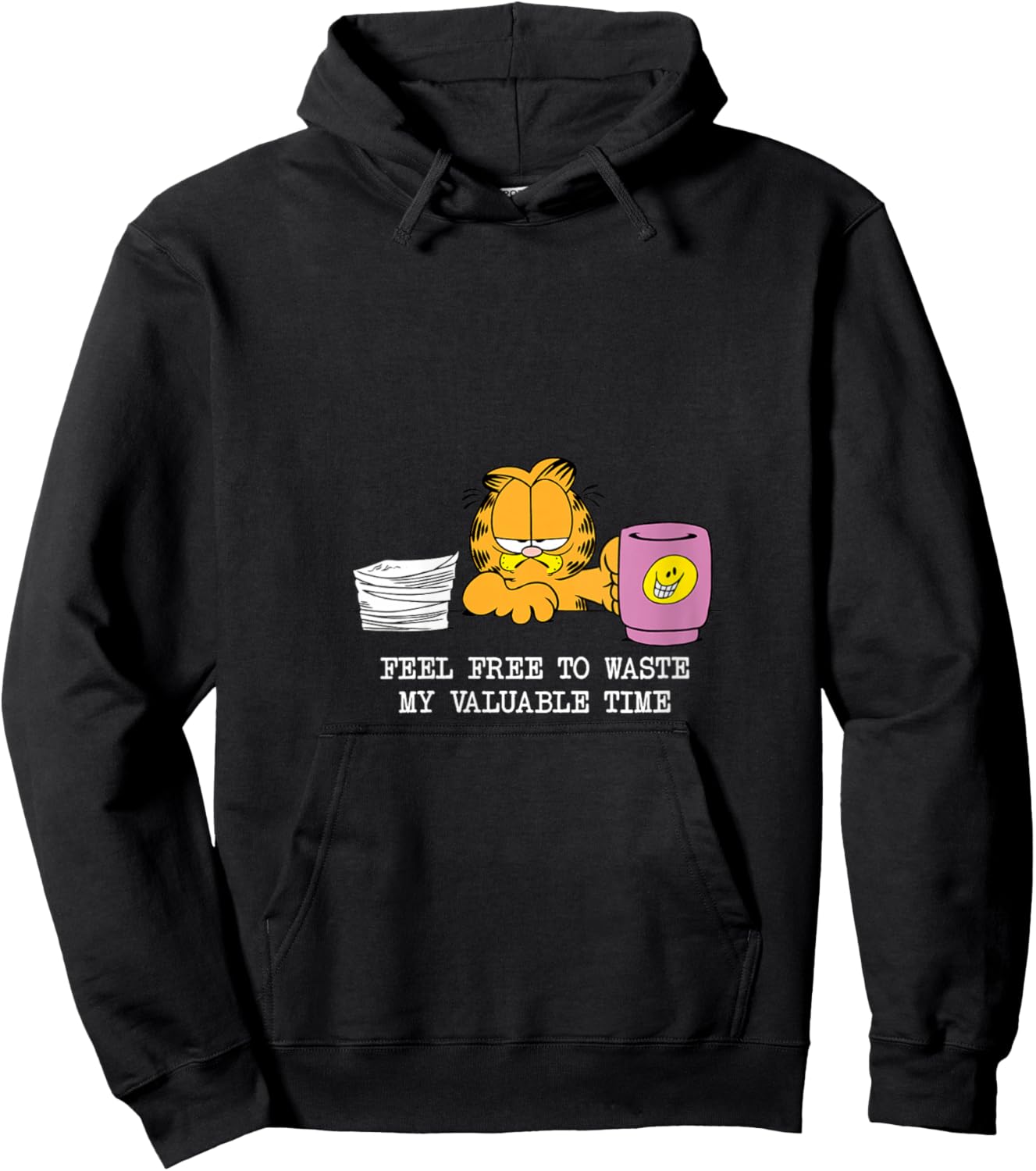 Garfield Feel Free To Waste My Time V-Neck Hoodie - Hoodie | Black