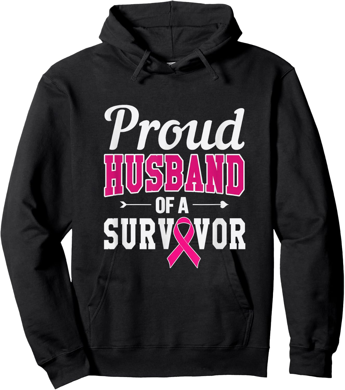 Proud Husband Of A Survivor Breast Cancer Awareness Hoodie - Hoodie | Black