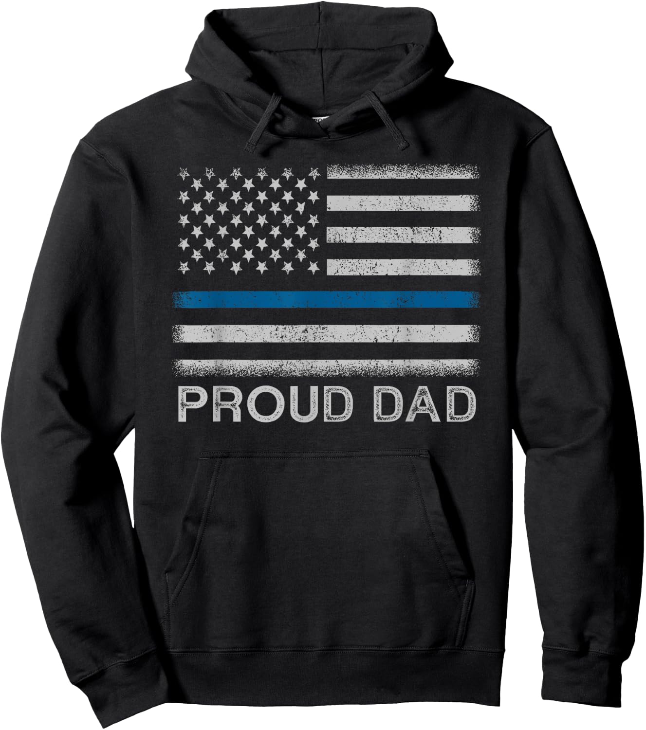 Thin Blue Line Proud Dad Police Family Hoodie - Hoodie | Black