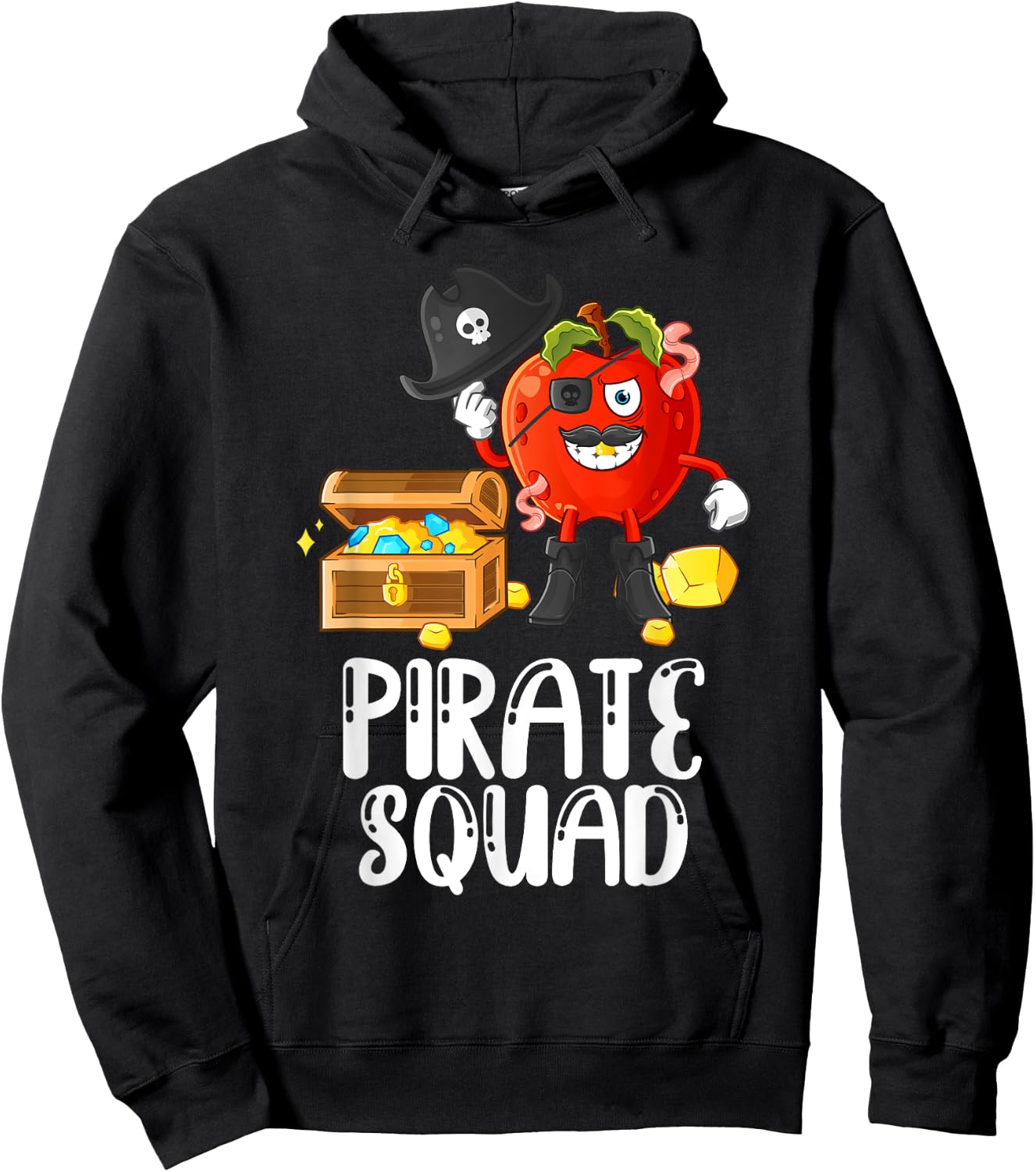 Pirate Squad Funny Apple Teacher Talk Like Pirate Day Hoodie - Hoodie | Black