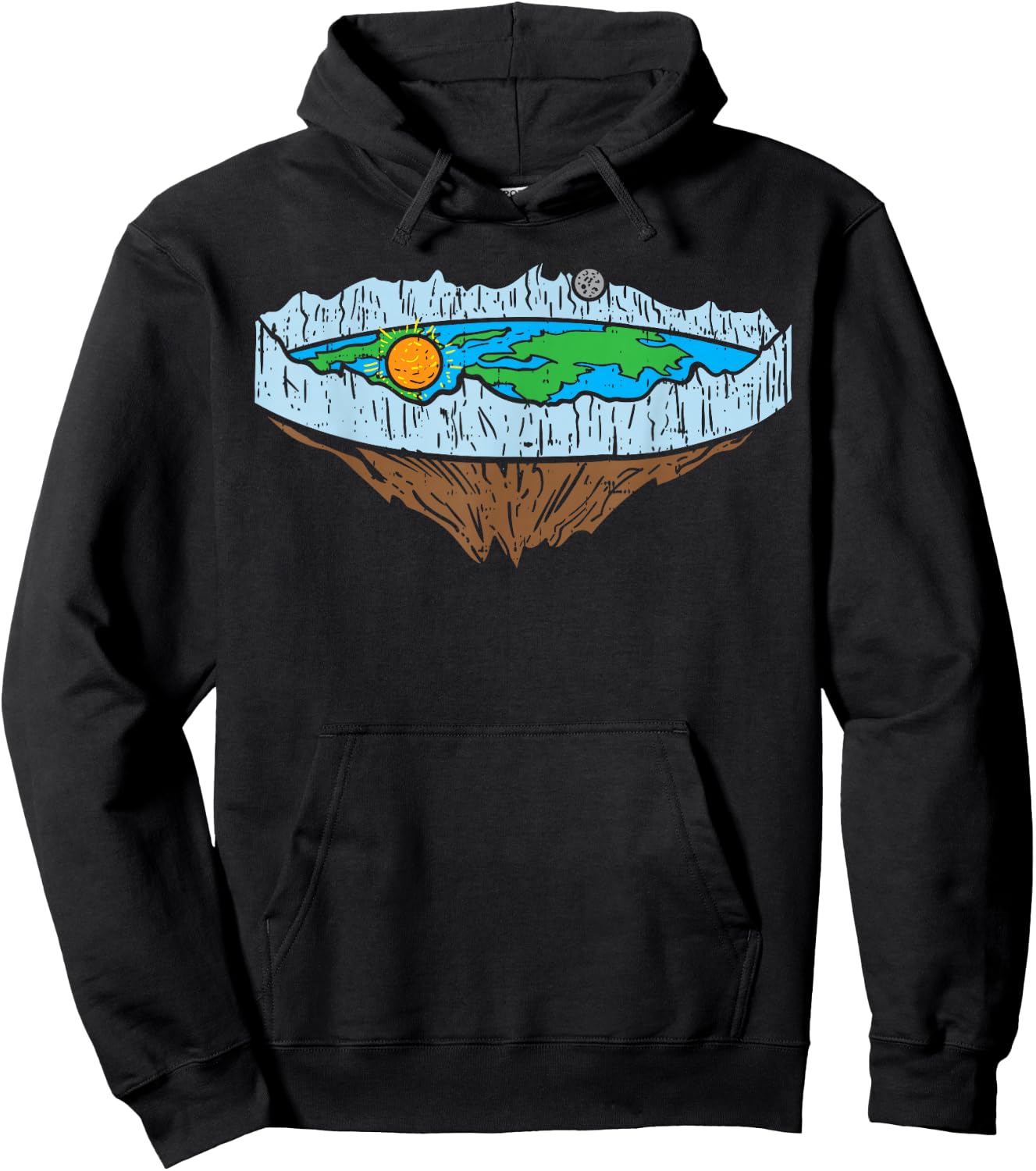 Flat Earth Ice Wall Sun Moon Funny Conspiracy Theory Gift Hoodie - Hoodie | Black