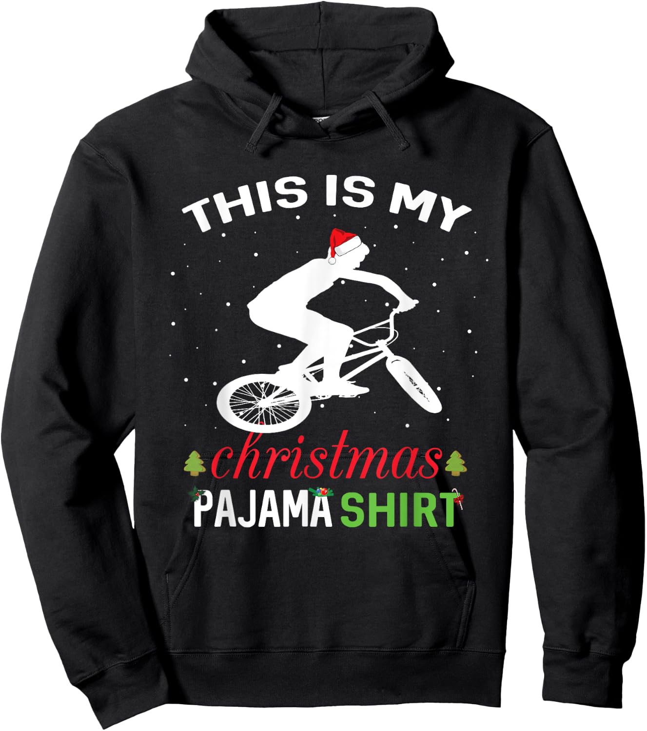 BMX Rider Xmas Gift Family Matching Pajama Hoodie - Hoodie | Black