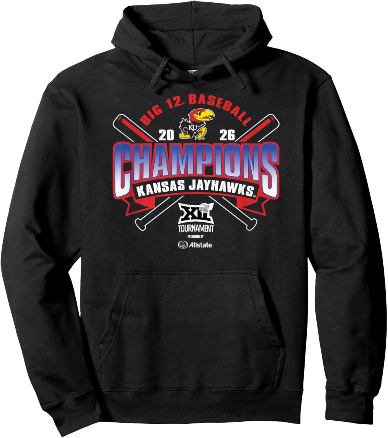 Kansas Jayhawks Big 12 Champs 2026 Baseball Hoodie - Hoodie | Black