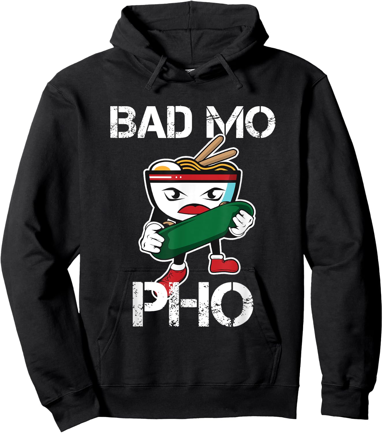 Bad Mo Pho print Funny Vietnamese Food Pun Hoodie - Hoodie | Black