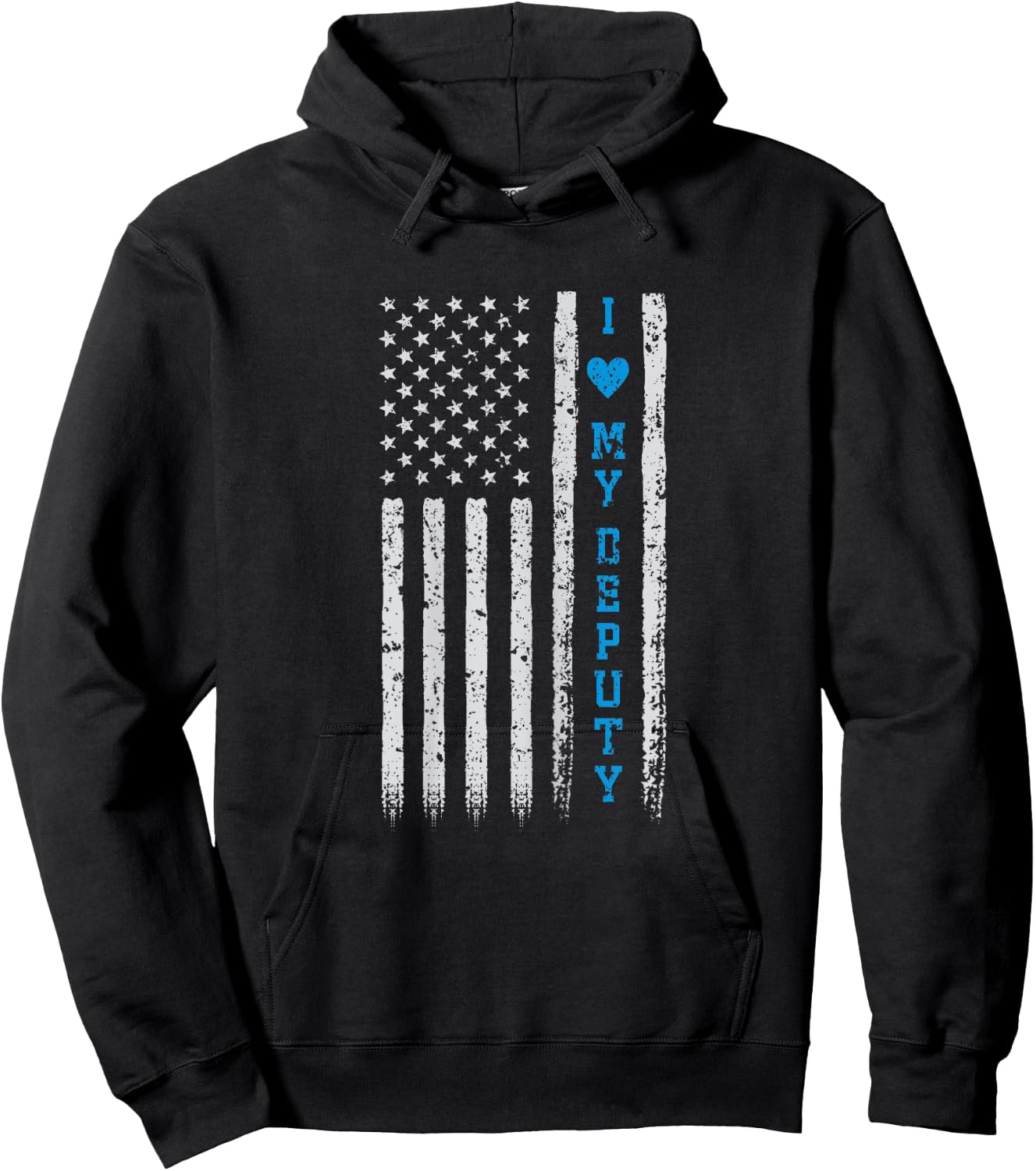 Wife Deputy Sheriff Shirt: Love My Deputy USA American Flag Hoodie - Hoodie | Black