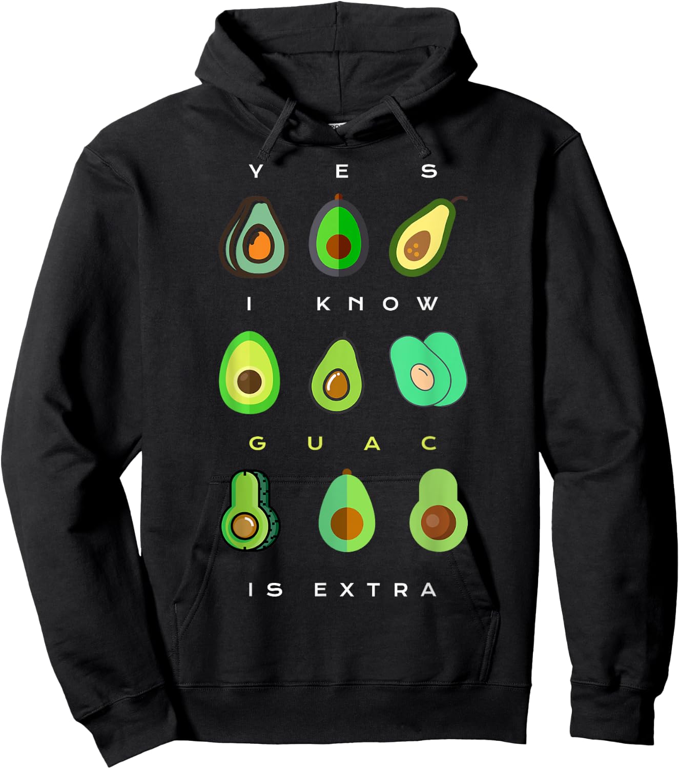 Yes I Know Guac Is Extra Funny Avocado Guacamole Hoodie - Hoodie | Black