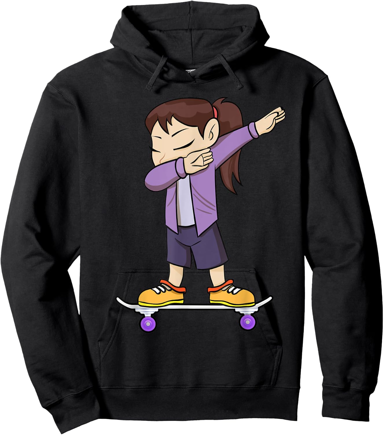 Skateboarding Teenage Girl on Skateboard Gift Skater Hoodie - Hoodie | Black