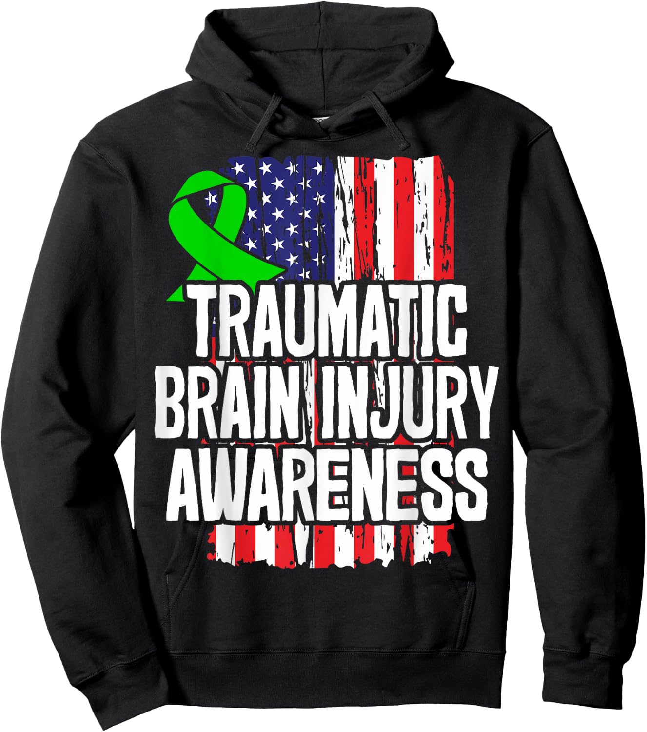 TBI Awareness Gift - Green Ribbon Hoodie - Hoodie | Black