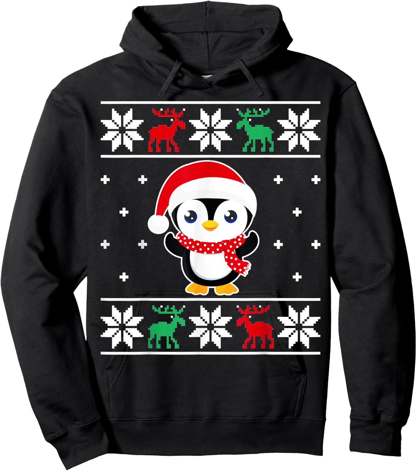 Christmas Penguin Funny Classic Ugly Sweater Girl Boy Kids Hoodie - Hoodie | Black