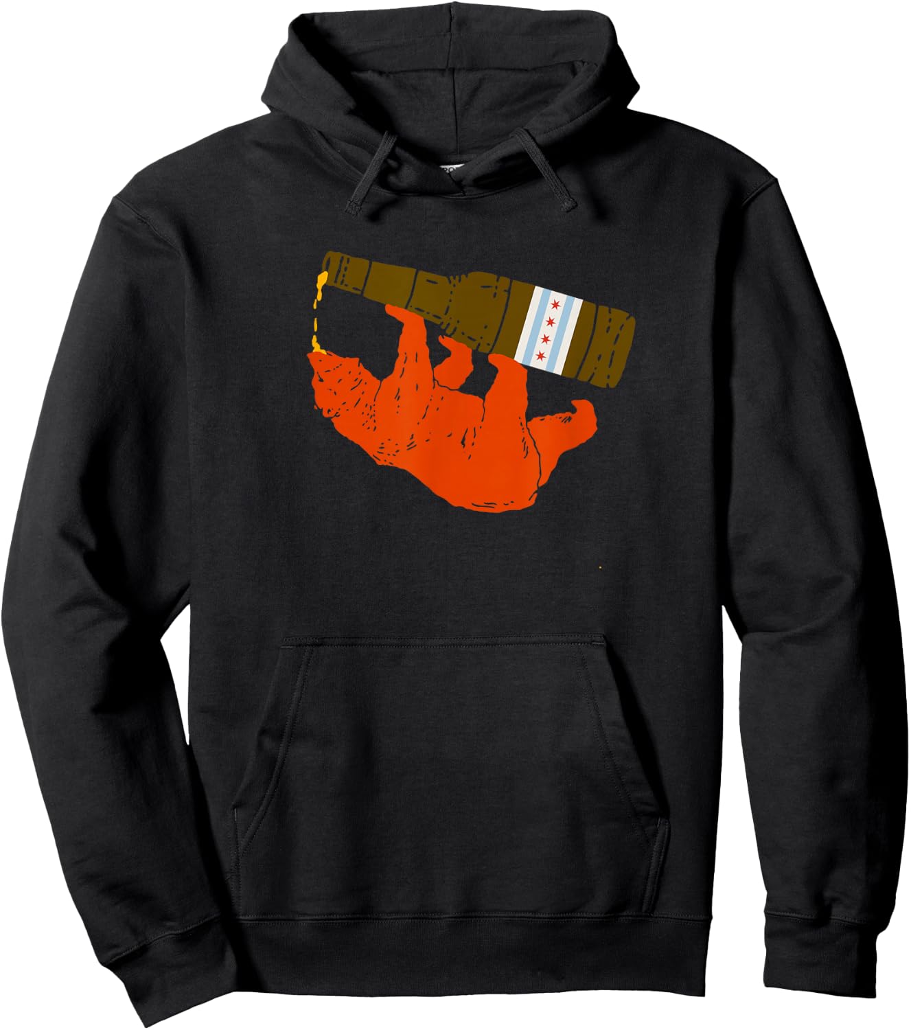 Chicago Beer Drinking Funny Drunk Orange Bear T Shirt Hoodie - Hoodie | Black