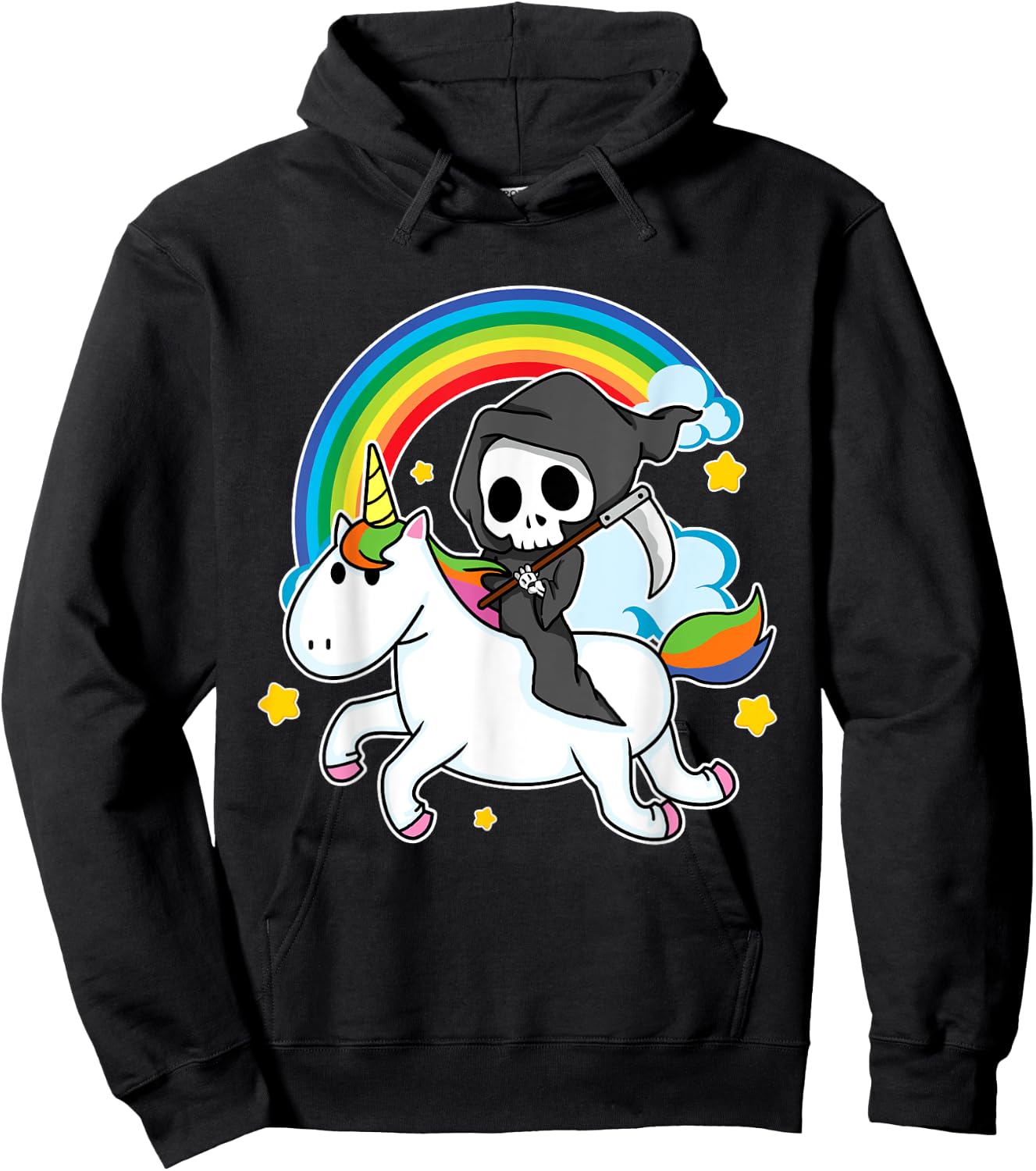 Halloween Unicorn Costume Grim Reaper Riding Unicorn Hoodie - Hoodie | Black