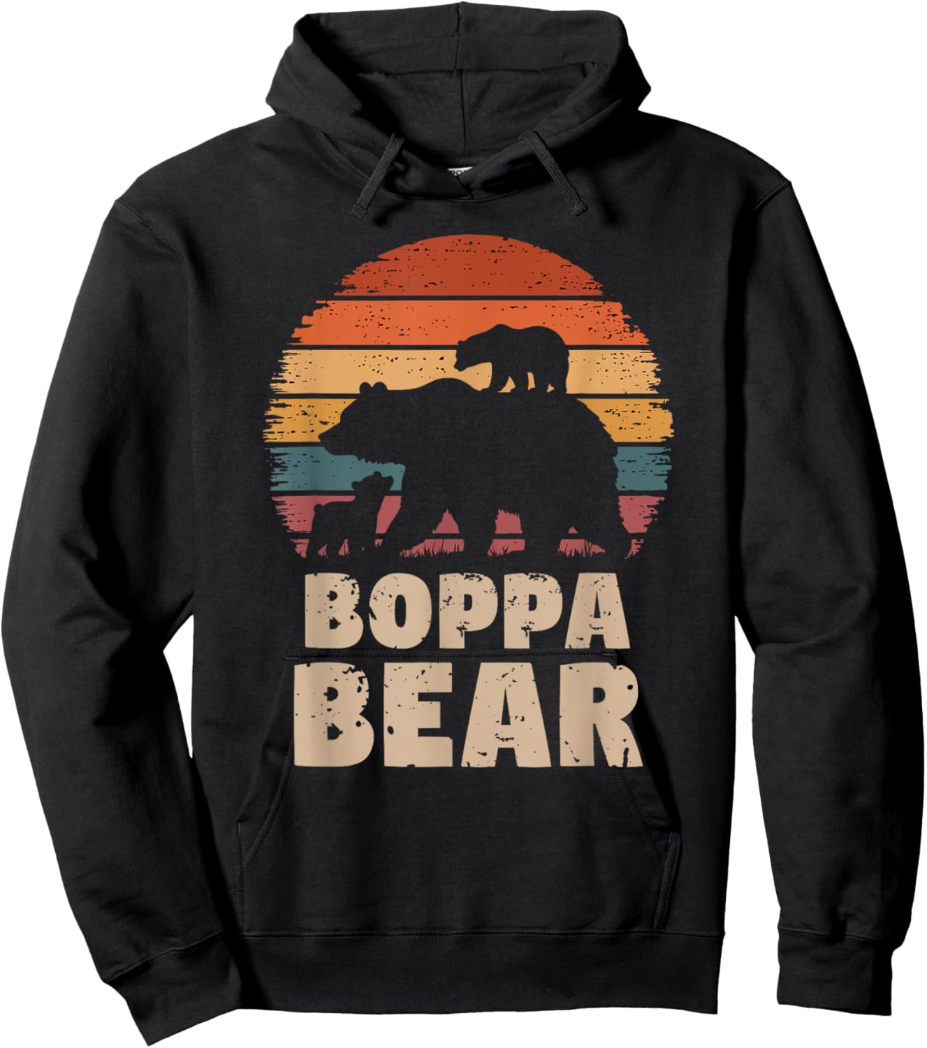 Boppa Bear Vintage Retro Funny Father's Day 2 Cubs Kids Hoodie - Hoodie | Black