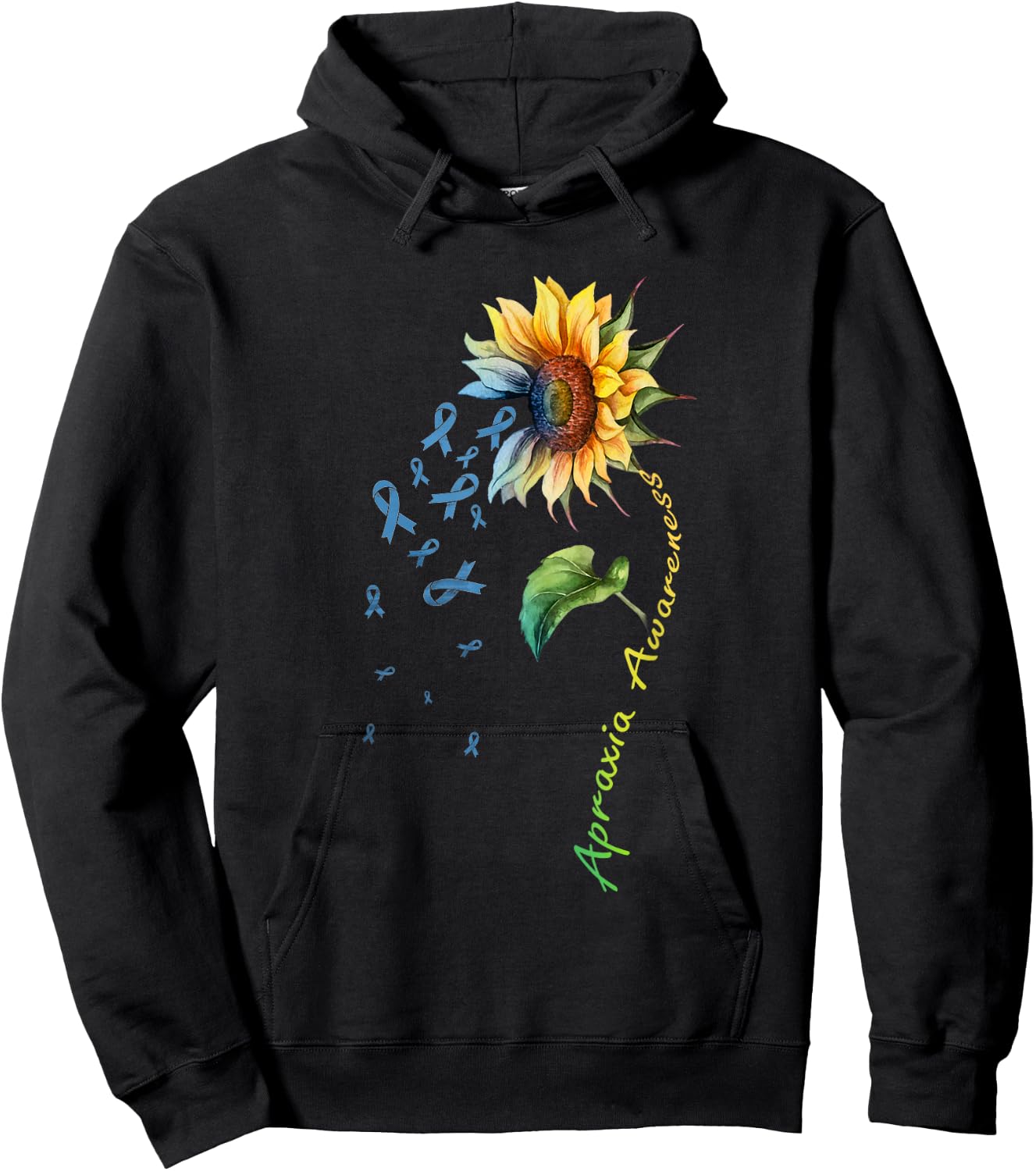 Apraxia Awareness Sunflower Shirt Hoodie - Hoodie | Black