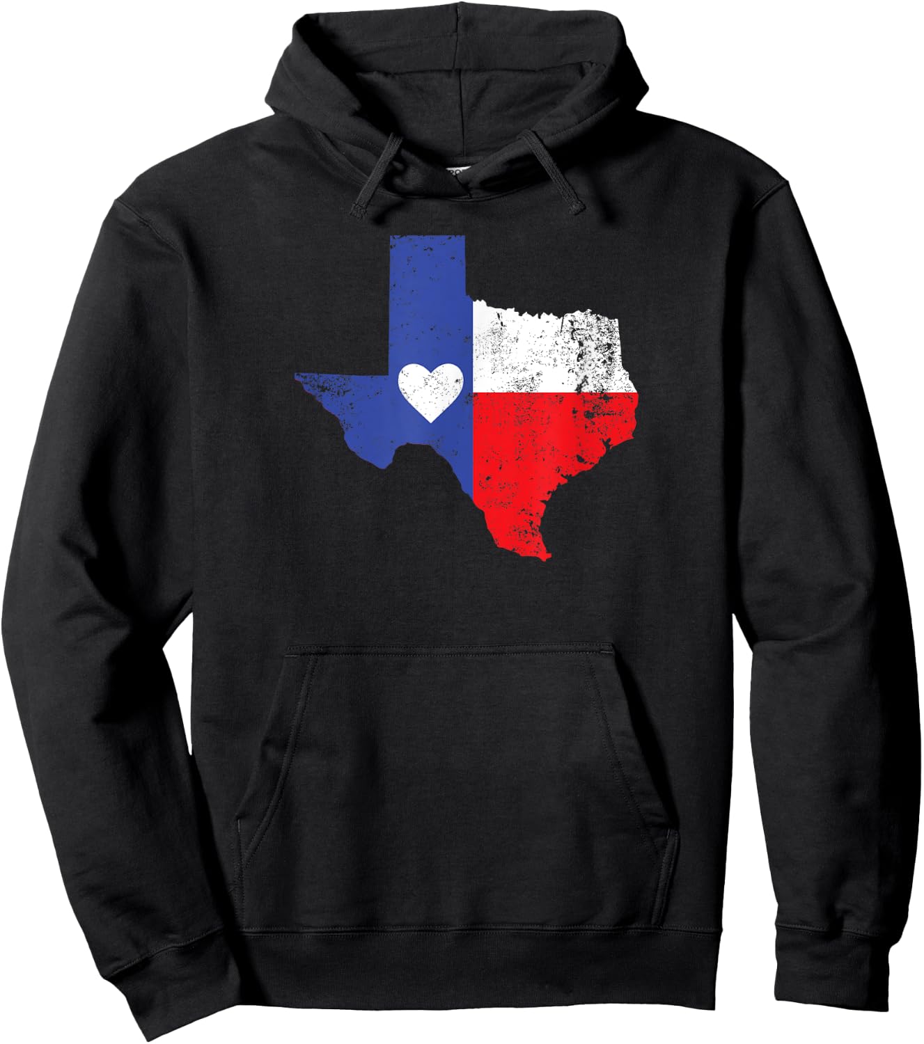 Texas Heart Flag State Outline Hoodie - Hoodie | Black