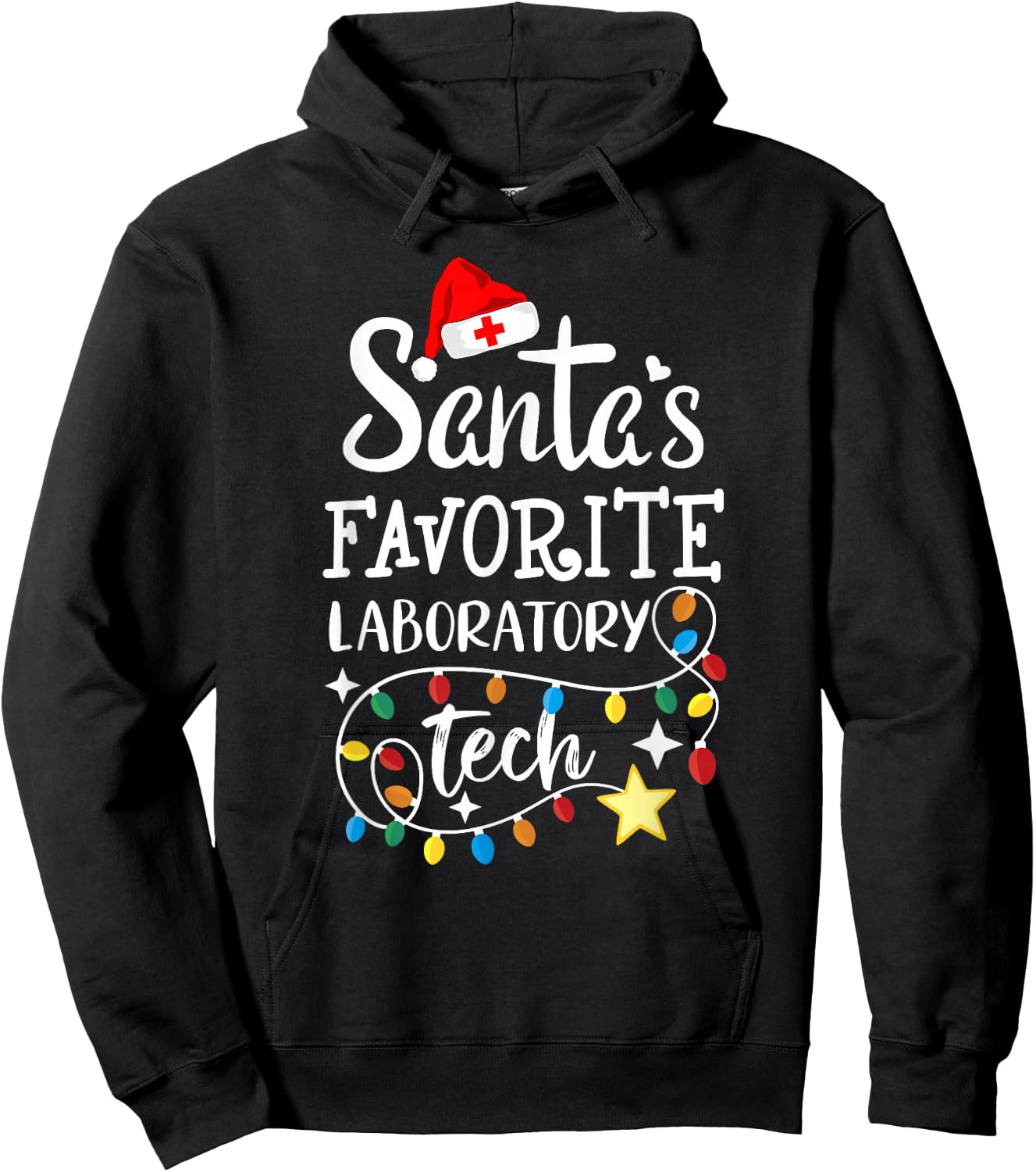 Santa's Favorite Laboratory Tech Christmas Lab Technician Hoodie - Hoodie | Black