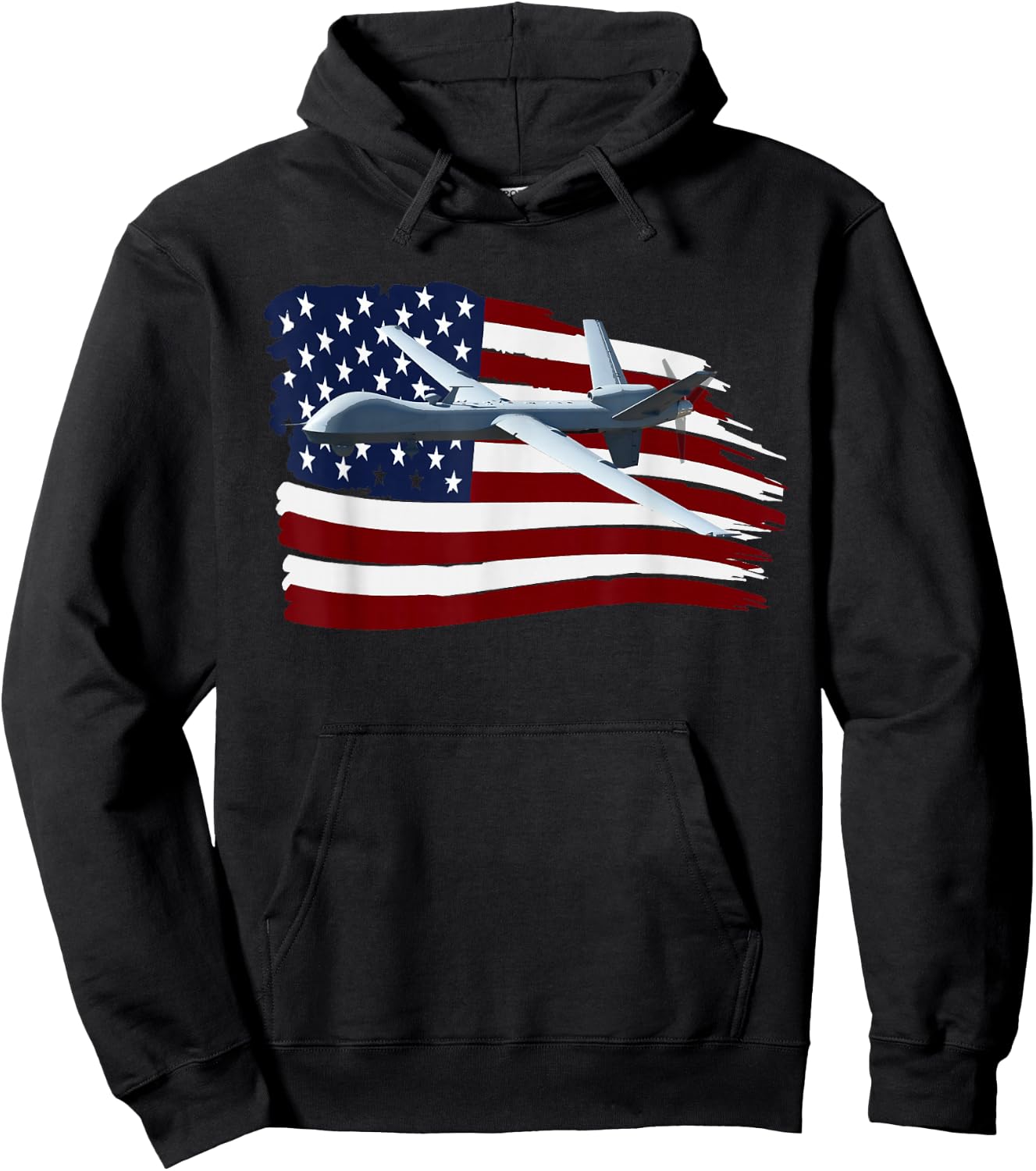 Mq-9 Reaper Drone Uav T Shirt Us Flag Usa Hoodie - Hoodie | Black
