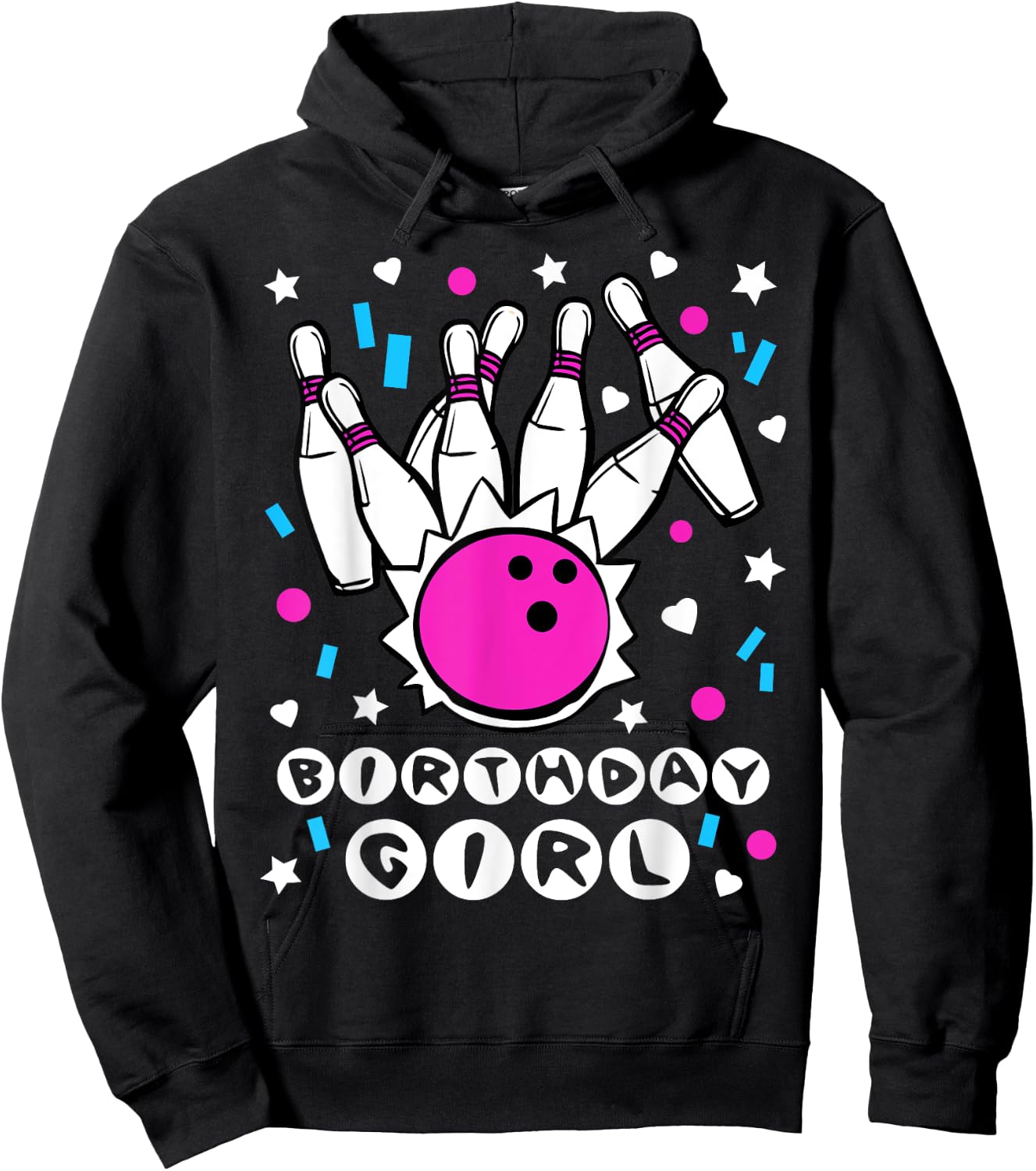 Birthday girl Bowling Party Cool Kids Cute Pins Bowl Gift Hoodie - Hoodie | Black