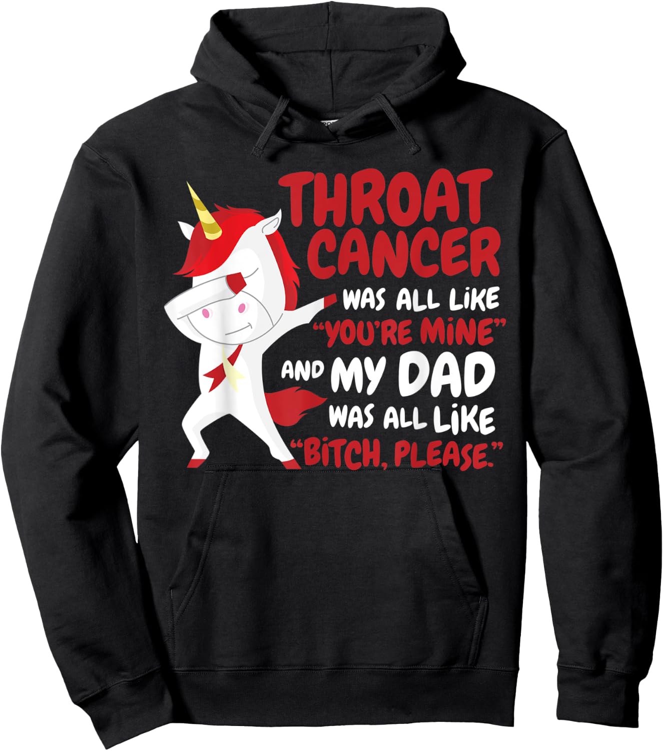 My Dad Throat Cancer Survivor Quote Unicorn Awareness Gift Hoodie - Hoodie | Black