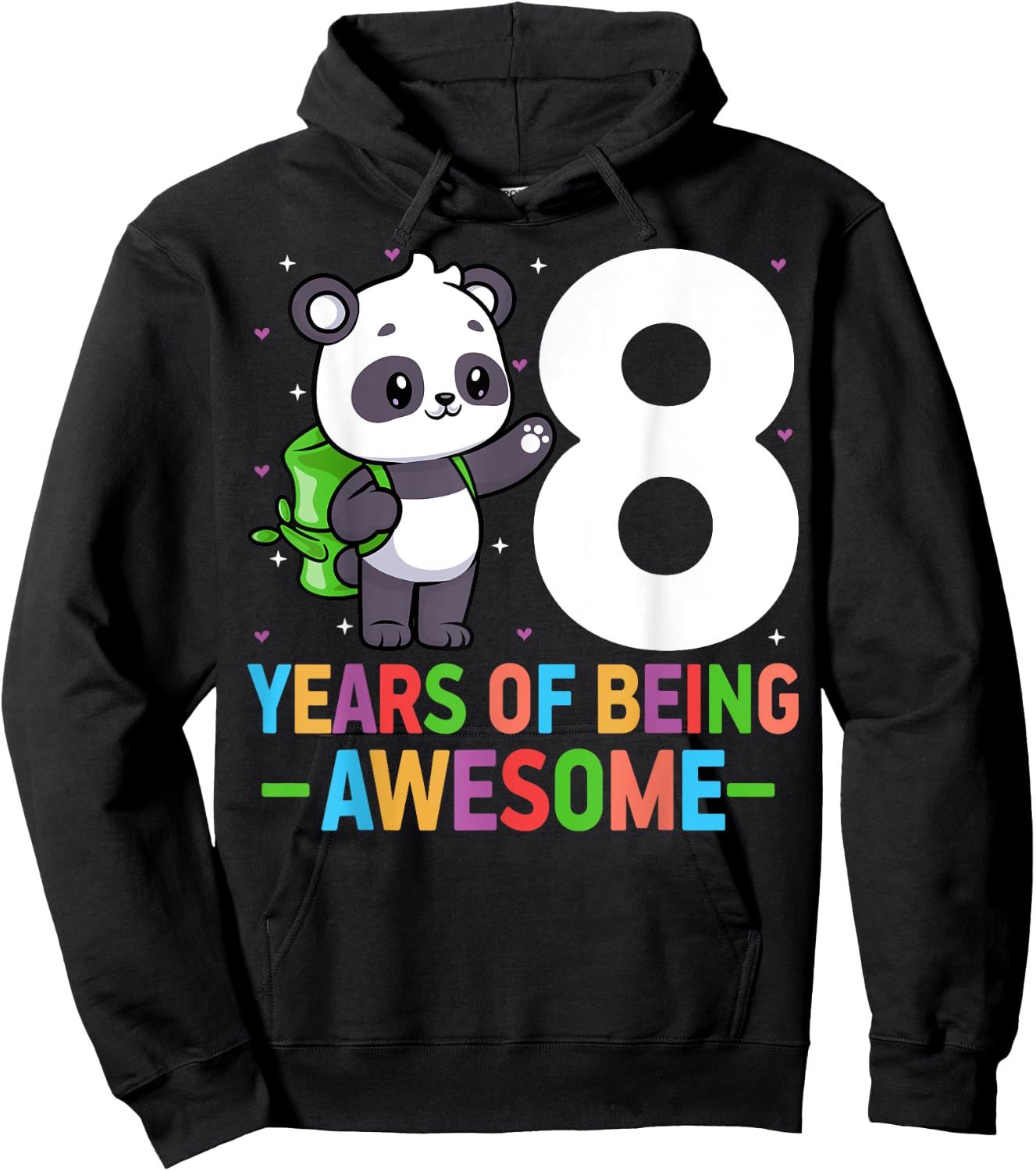 8 Years Of Being Awesome 8th Birthday Panda 8 Years Old Hoodie - Hoodie | Black