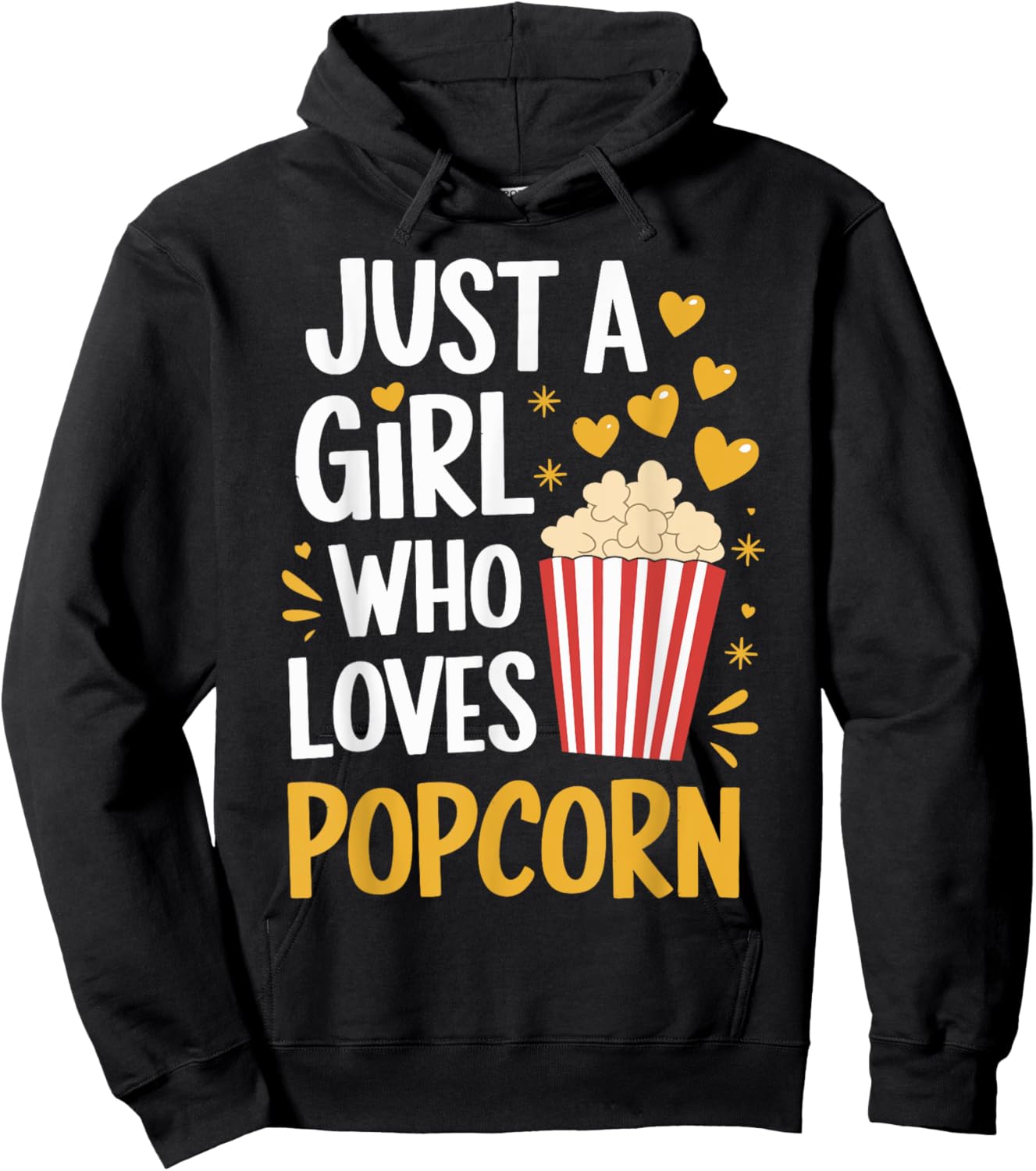 Just A Girl Who Loves Popcorn Cute Popcorn Lover Girls Women Hoodie - Hoodie | Black