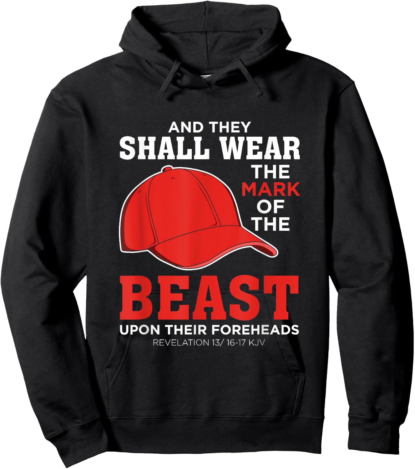 Funny Anti Trump Mark Of The Beast Red Hat Liberal Gift Hoodie - Hoodie | Black