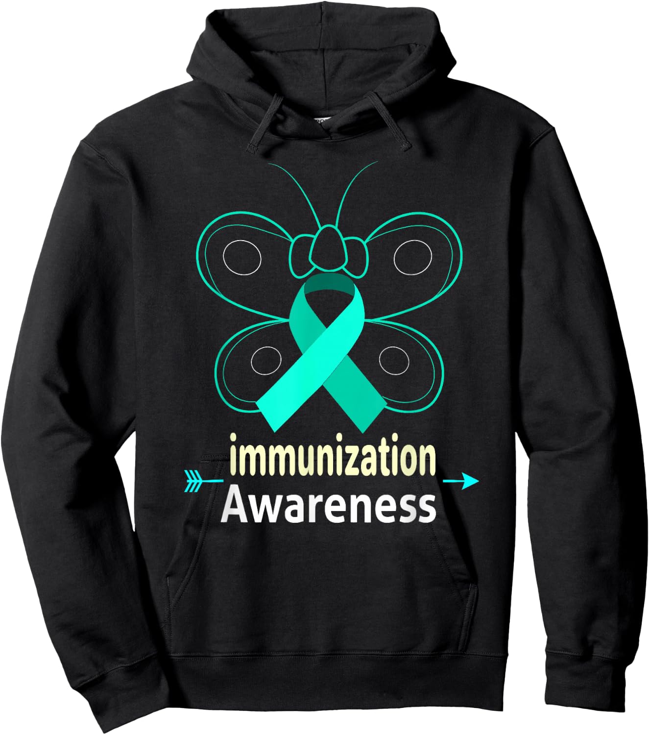 Butterfly Vaccine Ribbon Products Immunization Awareness Hoodie - Hoodie | Black