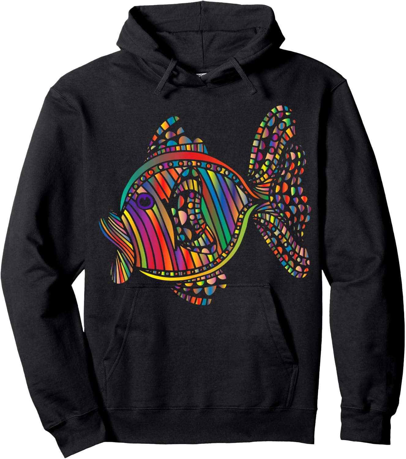 Psychedelic Fish Abstract Design Hoodie - Hoodie | Black