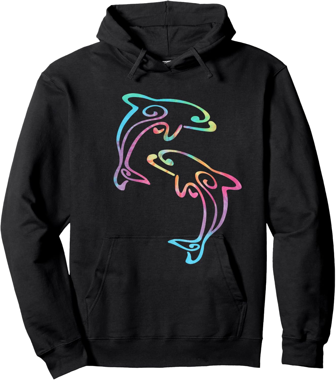 Tie Dye Dolphins Swimming Hoodie - Hoodie | Black
