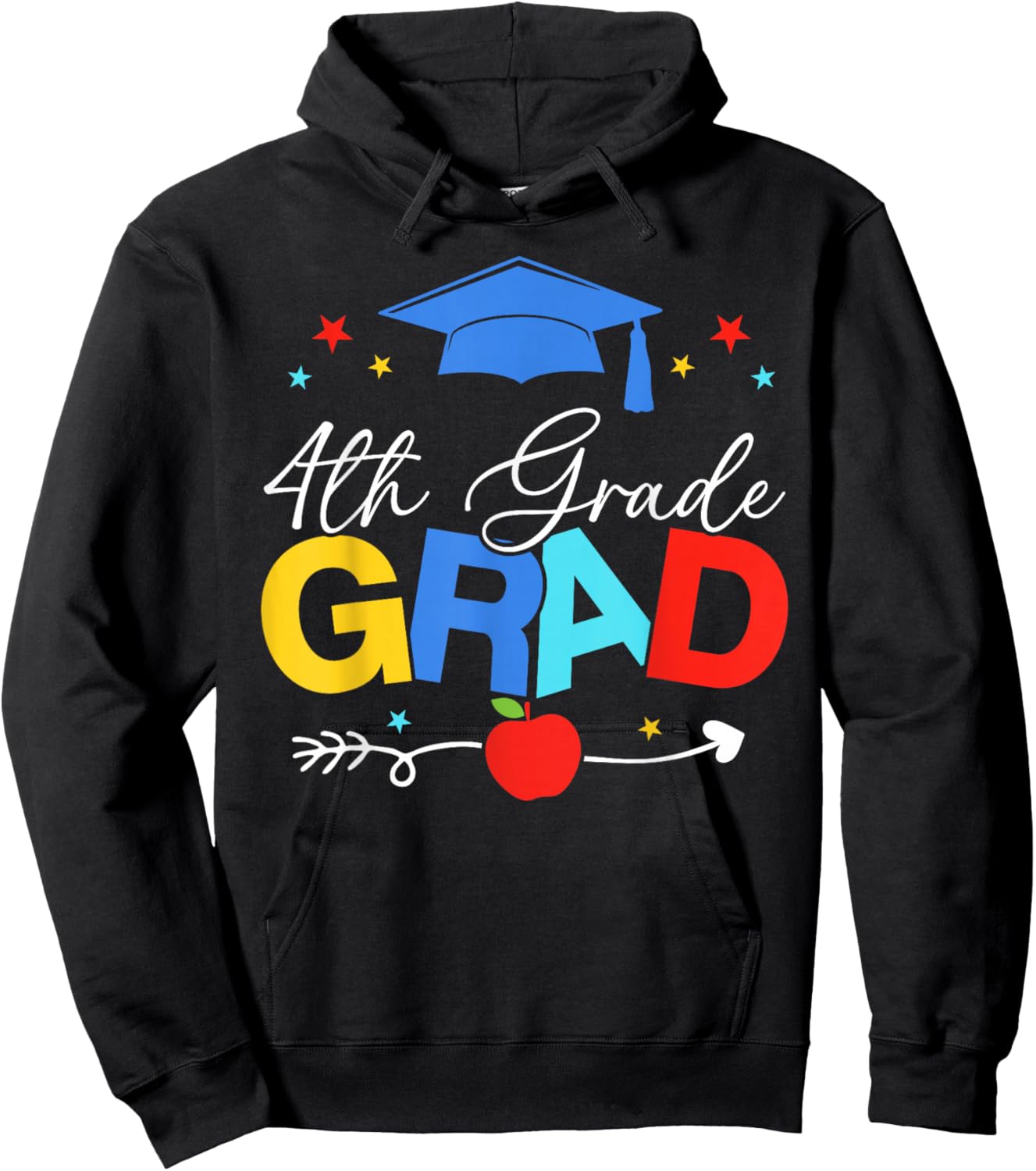 4th Grade Grad 2024 Gifts Boys Girls Graduation Cap, Gown Hoodie - Hoodie | Black